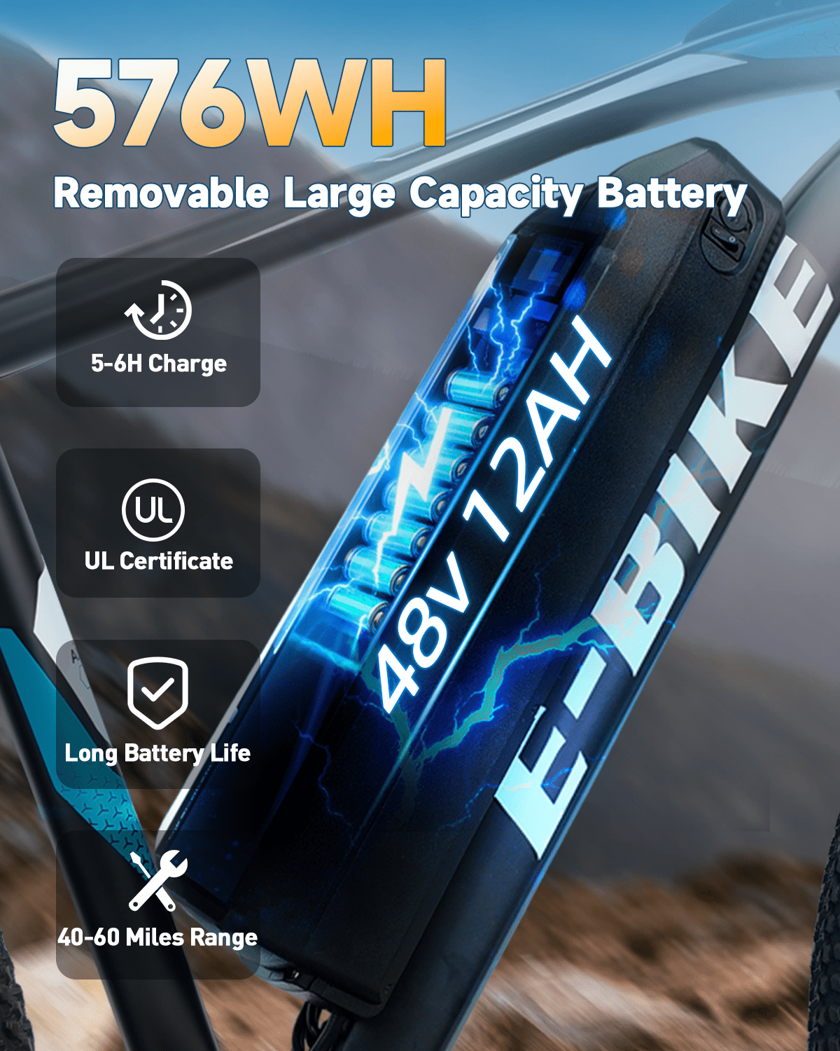 XKJ Electric Bike for Adults,26 EBIKE,25MPH, 40+Miles(PAS),Commuting Electric Mountain Bicycle with 576Wh Removable Built-in Battery,1000W Gear Motor with 7 Speed,Full Fork Suspension, UL 2849