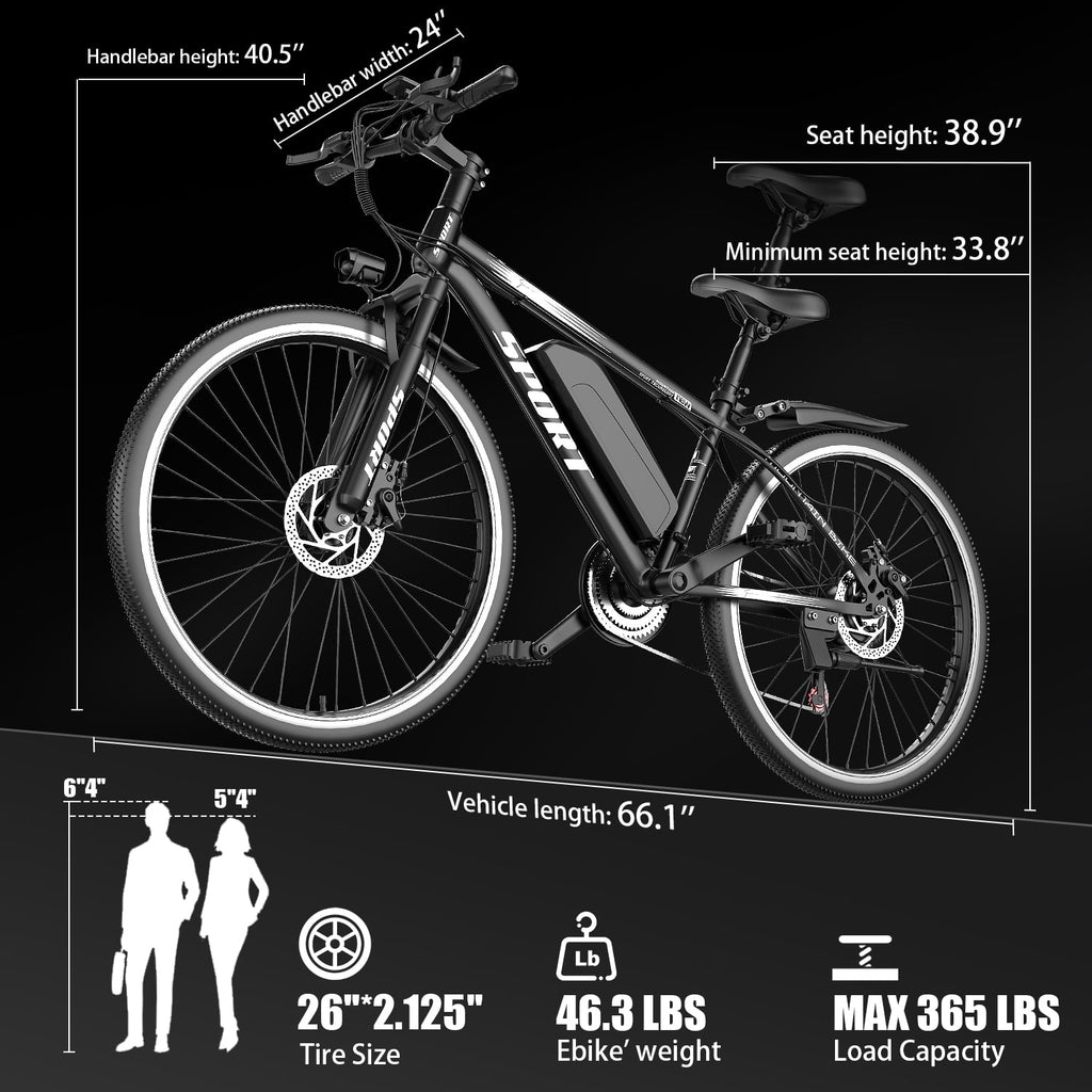 1200W Adult Electric Mountain Bike, 48V 10A Removable Battery-65 Miles, 26 Professional Shock Absorbing Tires,30MPH Off-Road Motorcycle,7 Speed Ebike,UL2849