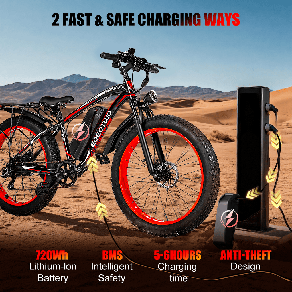 EOEOTWO 1500W Electric Mountain Bike for Adults,48V 15Ah Removable Battery 60Miles Longe Range, 34MPH Fast Cruiser Ebike, 26'' Fat Tire All-Terrain E-Bicycle with LED Display UL2849