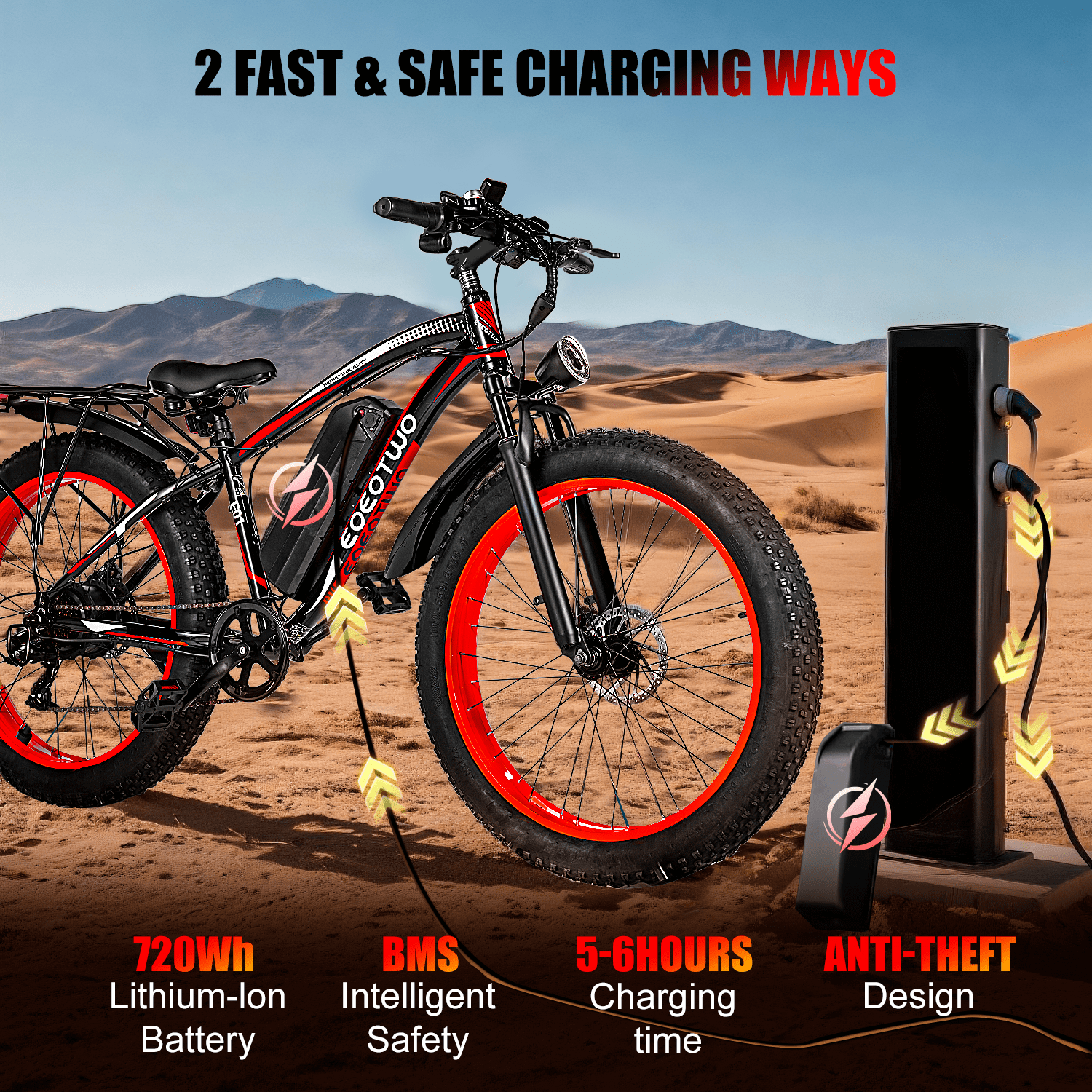 EOEOTWO 1500W Electric Mountain Bike for Adults,48V 15Ah Removable Battery 60Miles Longe Range, 34MPH Fast Cruiser Ebike, 26'' Fat Tire All-Terrain E-Bicycle with LED Display UL2849