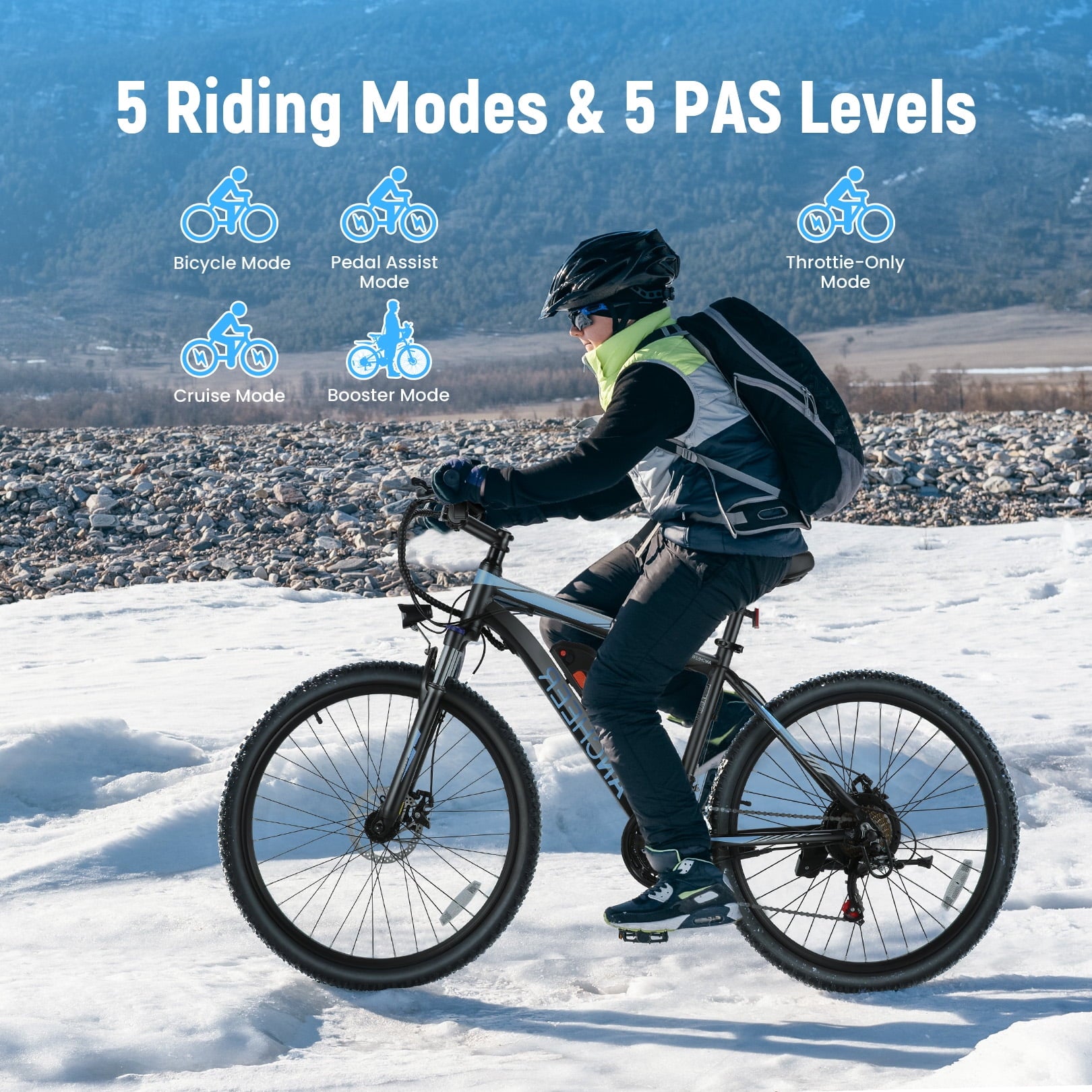 ANCHEER Electric Bike ,26 Electric Bike for Adults Electric Bicycles, 500W Electric Mountain Bike, 48V Commuter Ebike 48V Battery Ebike UL 2849, Lockable Suspension Fork, Shimano 21 Speed