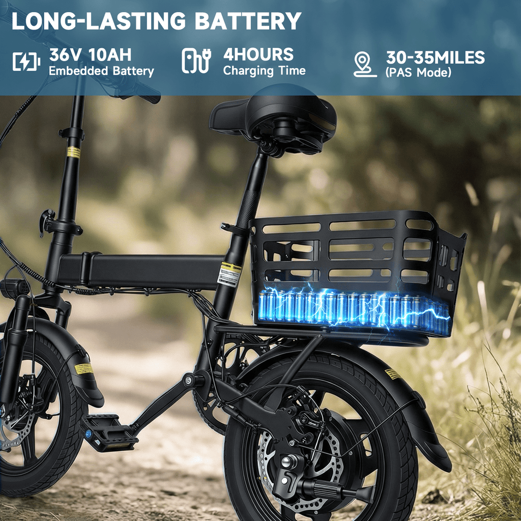 14 Folding Electric Bicycles with 500W Peak Motor,35 Miles 20MPH 432WH Integrated Battery ,Ebike for Adults with Basket,UL2849