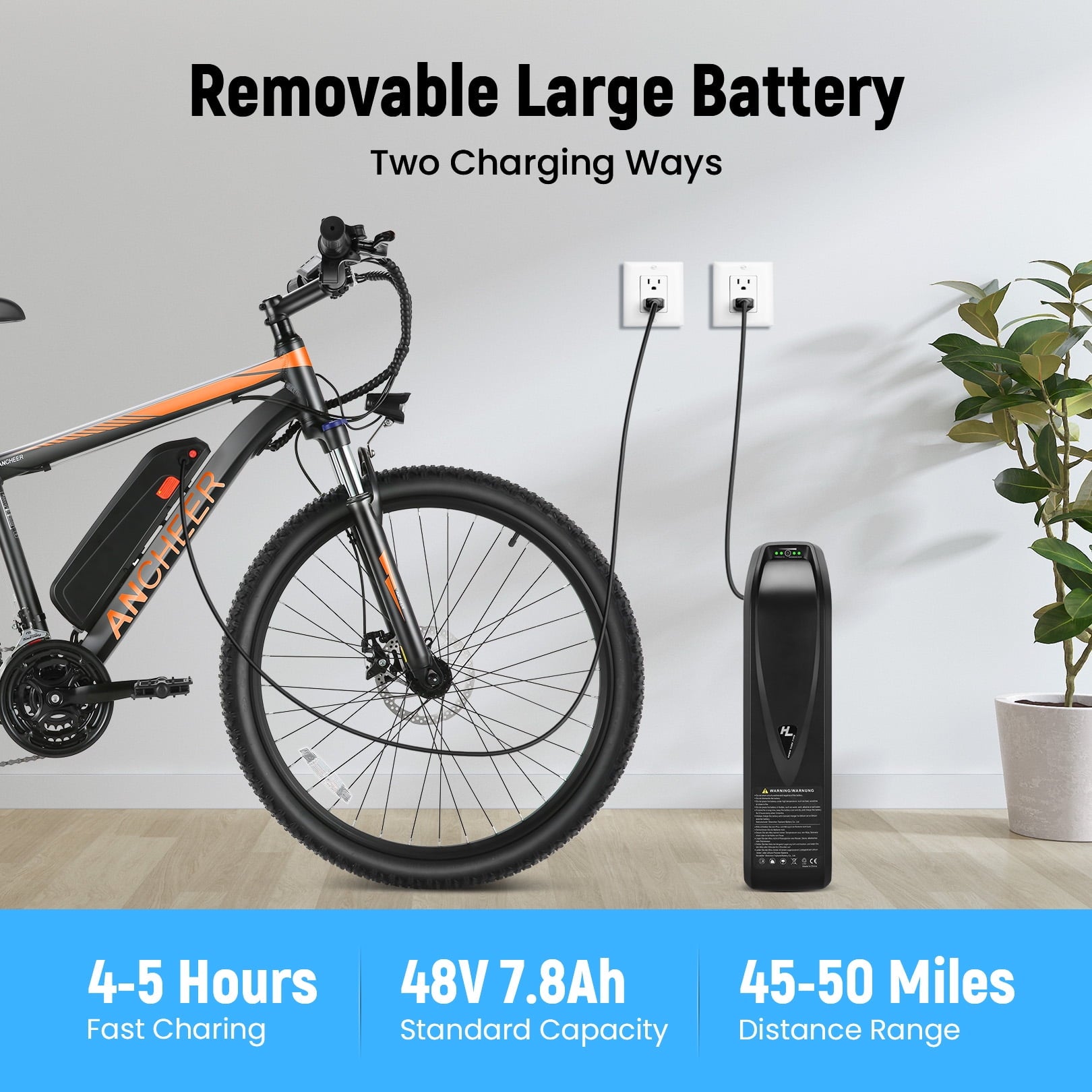 ANCHEER Electric Bike ,26 Electric Bike for Adults Electric Bicycles, 500W Electric Mountain Bike, 48V Commuter Ebike 48V Battery Ebike UL 2849, Lockable Suspension Fork, Shimano 21 Speed