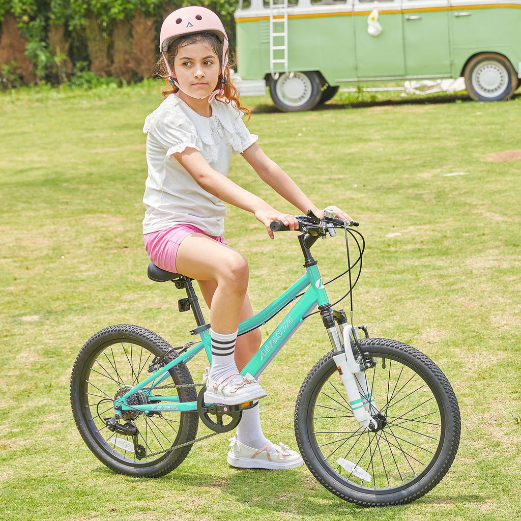 AVASTA 20'' Big Kids Mountain Bike for Age 6 7 8 9 10 11 12 Years Old Boys Girls Teen with Suspension Fork Front & Rear Dual Hand Brakes 6 Speeds Drivetrain, Green