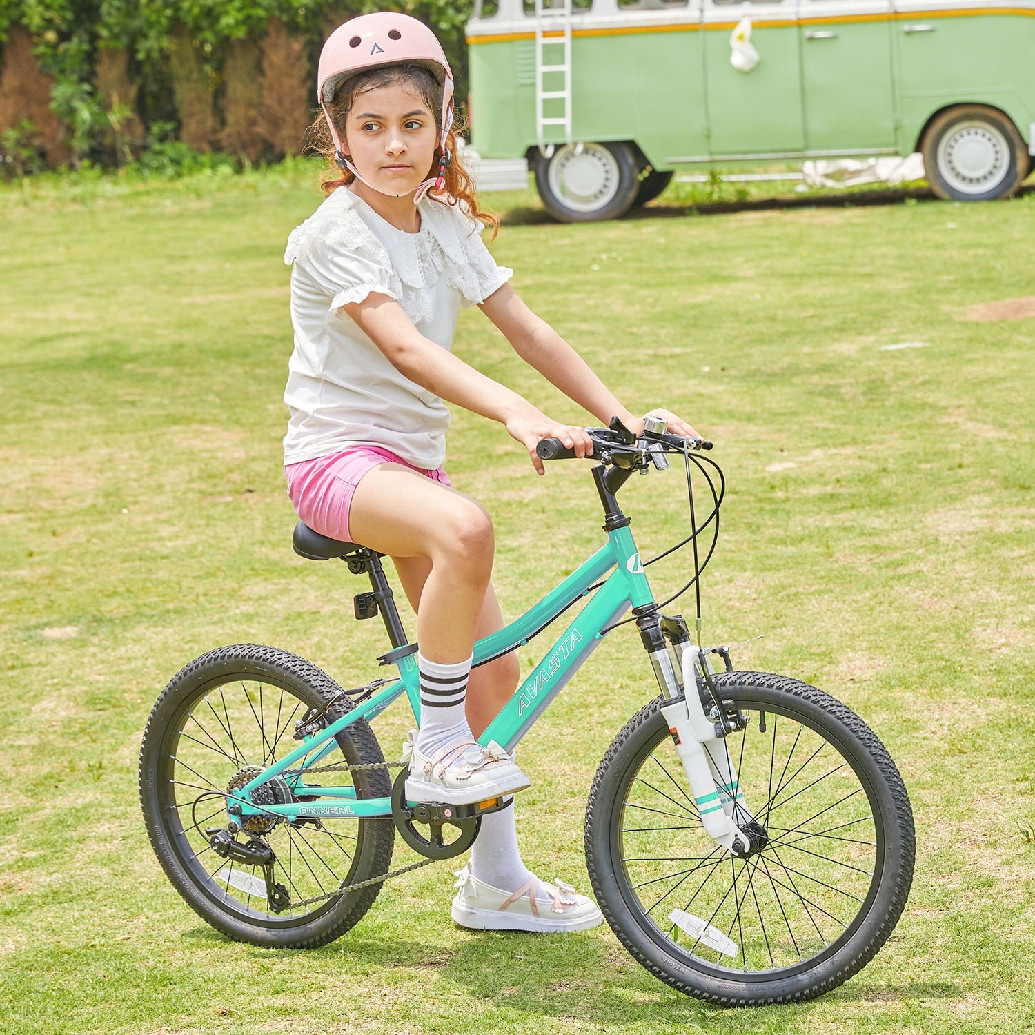AVASTA 20'' Big Kids Mountain Bike for Age 6 7 8 9 10 11 12 Years Old Boys Girls Teen with Suspension Fork Front & Rear Dual Hand Brakes 6 Speeds Drivetrain, Green