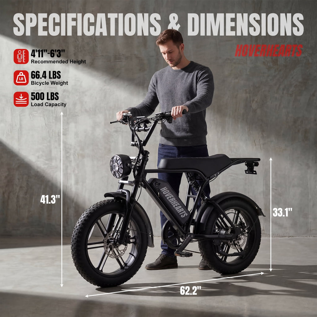 Aoemoe 500W Fat Tire Electric Bike 20 x 4.0 All Terrain E-Bike 48V 15Ah 28mph Hydraulic Brakes Full Suspension Mountain Electric Bicycle for Trail Riding
