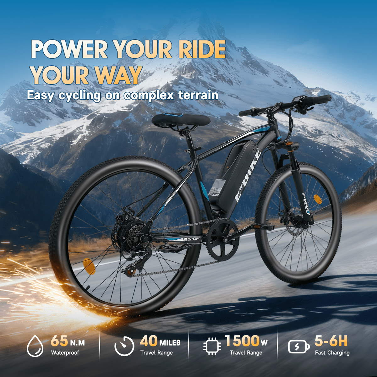 BroPath Electric Bike for Adults,26”Electric Mountain Bike 576Wh Internal Battery & LCD Display, with 7-Speed, 25MPH,Ebike,Full Suspension, 800W (Peak) Motor Commuter Electric Bicycle,UL2849