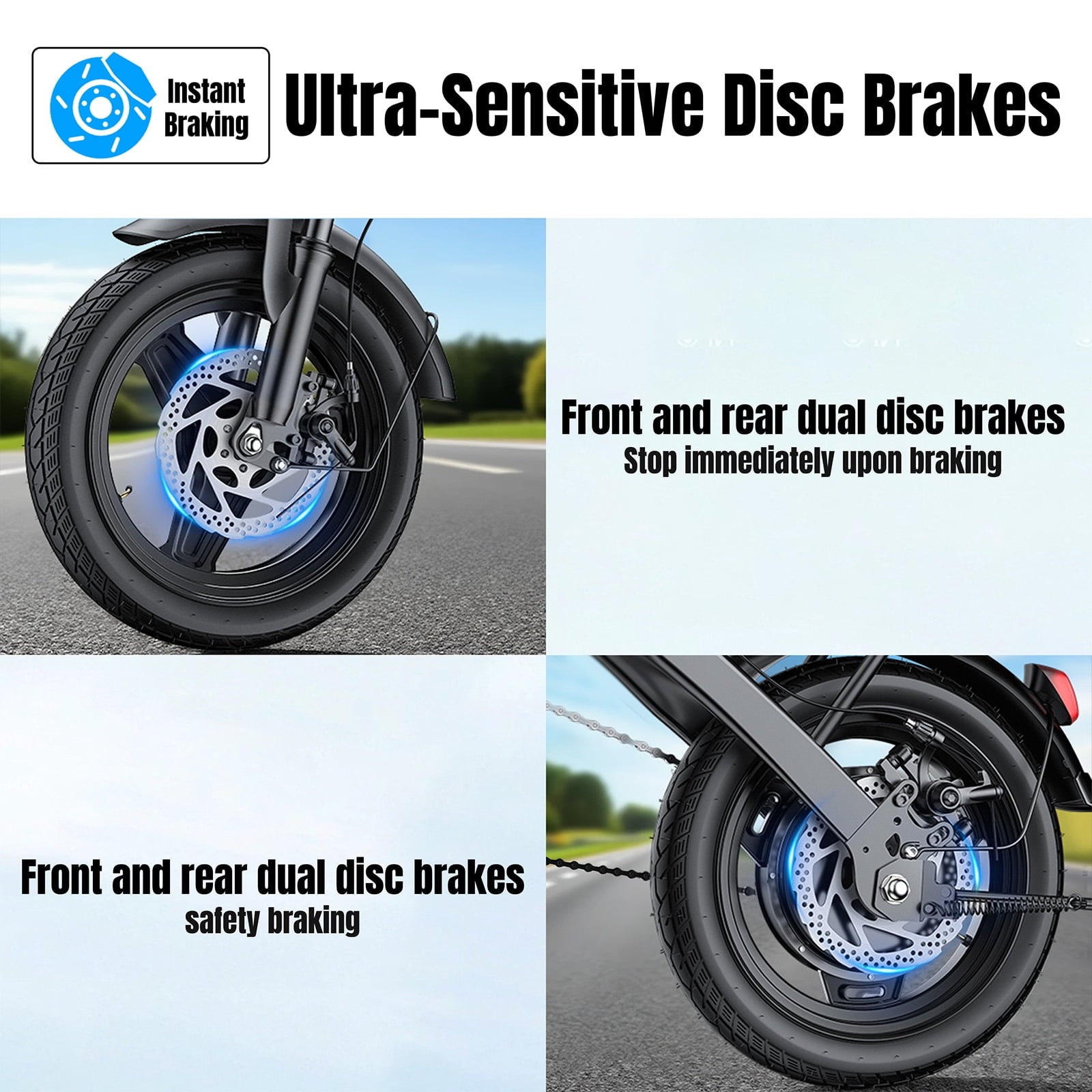 14 Inch Folding Electric Bicycle, 400W Adult Electric Bicycle, 48V 10.4Ah,Top Speed 19.9 Mph, Dual Disc Brake Safety System, 3-Speed Riding, Front Fork With Shock Absorption, Black
