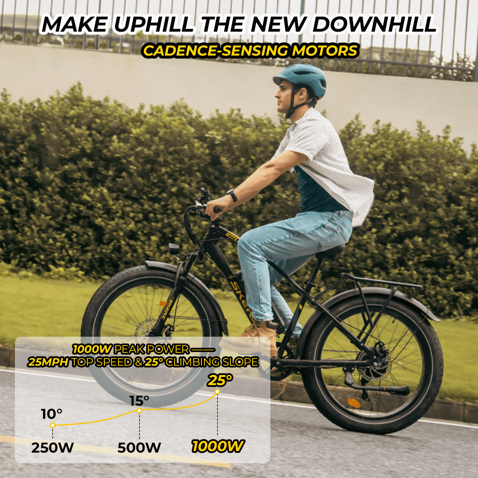 Skeri Electric Bike, 26x4.0 Fat Tire E Bike, 500W (Peak 1000) Motor, 48V 15.6Ah Removable Electric Bike for Adults, 60 Miles & 25 mph, Electric Bicycle with 7 Speed and Front Suspension