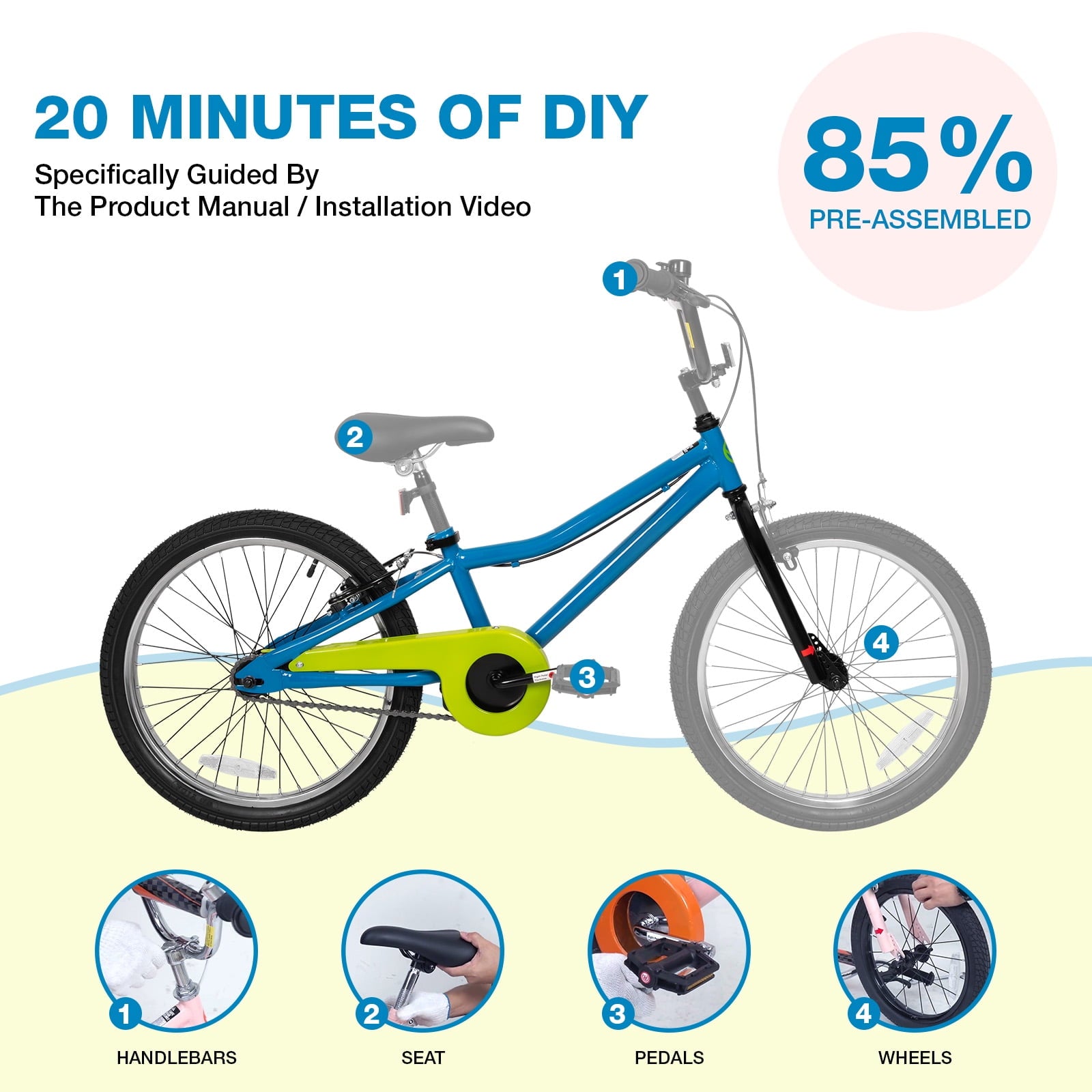 Hykolity Kids Bike Boy Girl Bicycle 16 inch for Children Age 4-7 Years Old Height 41-53 in Child Sport Bike Includes Training Wheel Basket Peach Pink