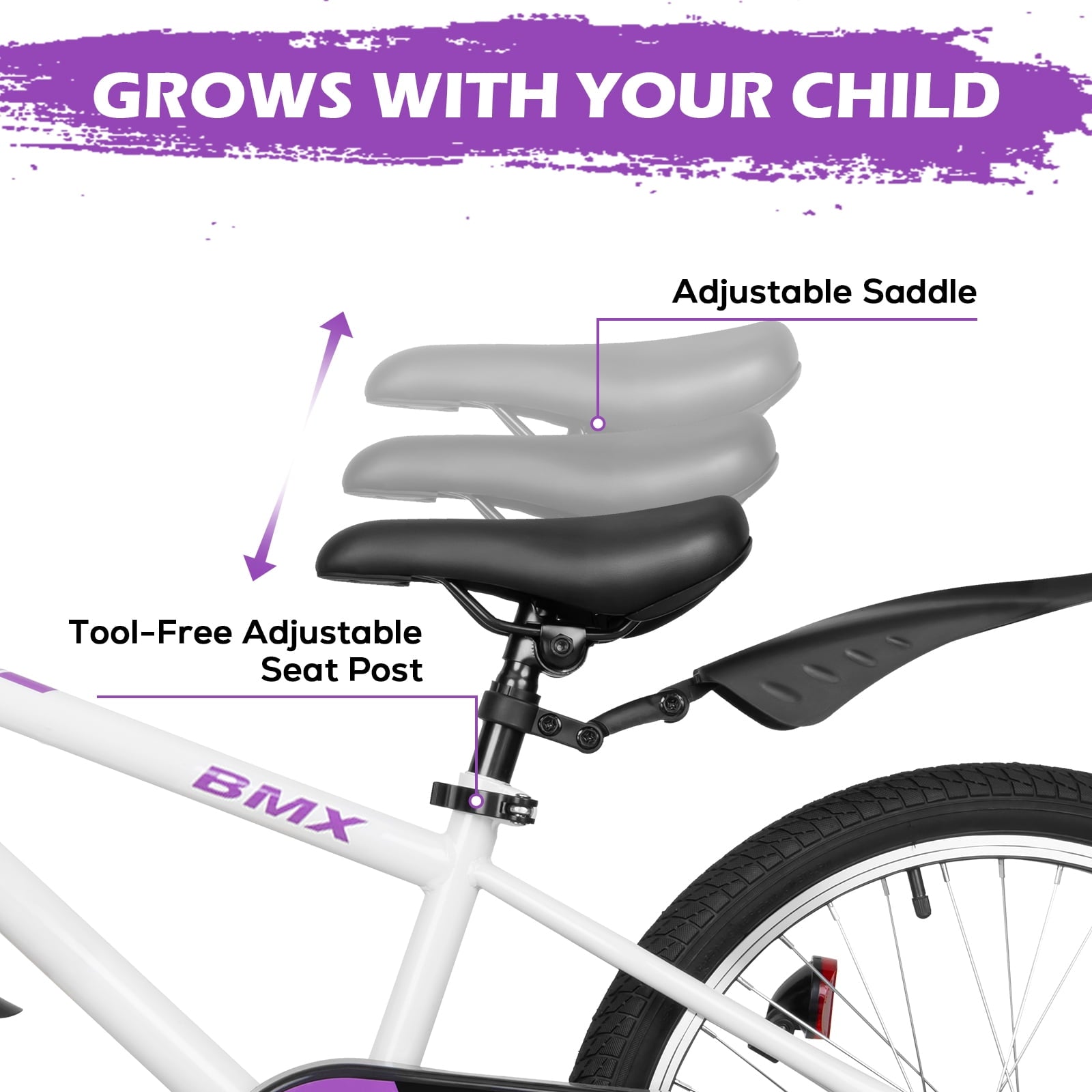 Hykolity Kids Bikes, 16 Inch BMX Style Boy's Bicycle Ages 4-6 Years Old, Kids Bicycle for Boys Girls with Training Wheels, Adjustable Seat, Front and Rear Fender, Black