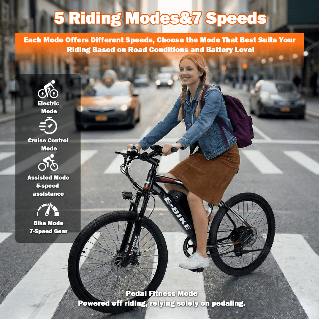 BroPath Electric Bike for Adults,26”Electric Mountain Bike,576WH Removable Battery& LCD Display, 25MPH,750W High Motor,Multi-Shock Absorption,7-Speed,Commuting E Bikes,UL2849