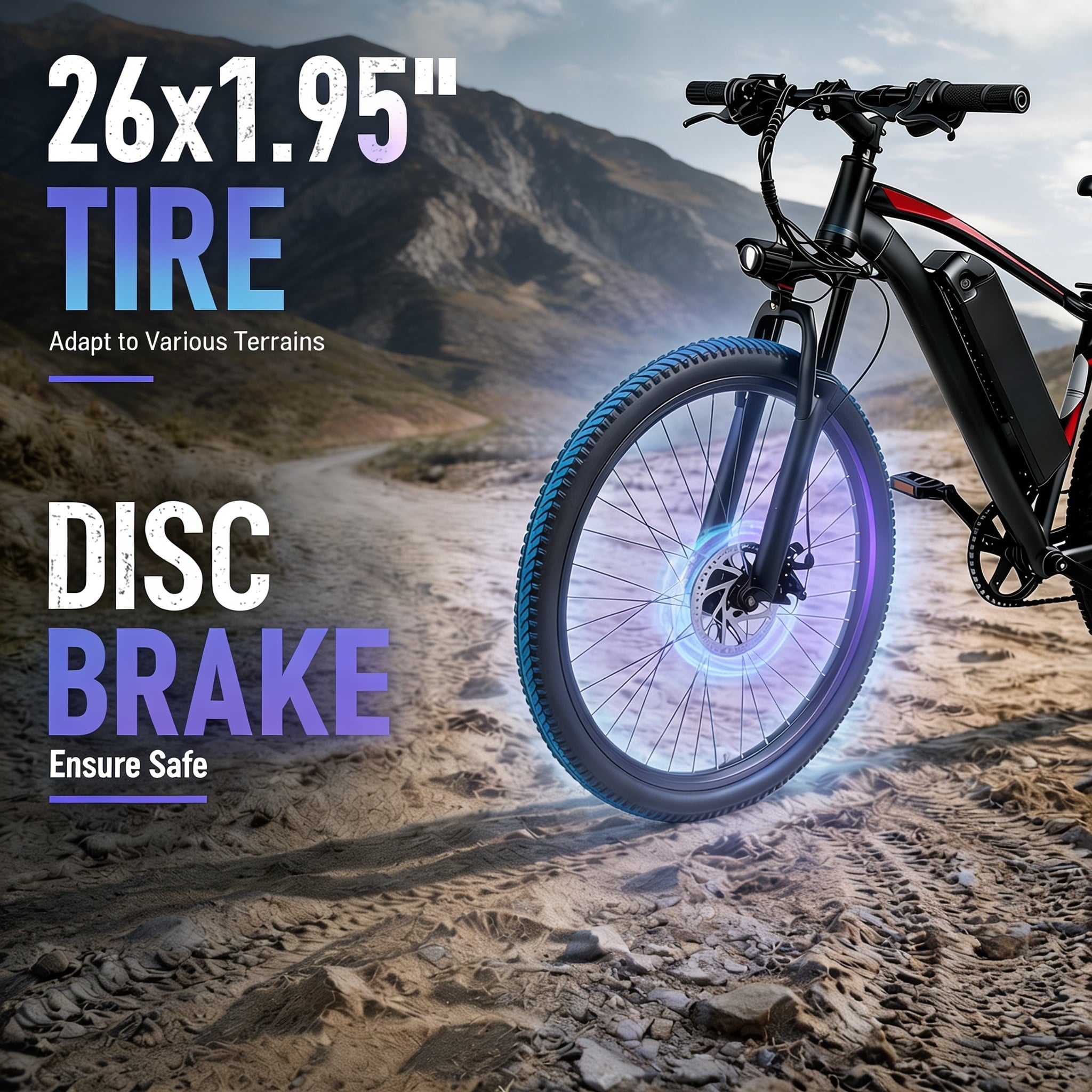 26’’ Electric Mountain Bike for Adults, 500W Peak Motor, 36V 12Ah Removable Waterproof Battery, 20 MPH, 30 Miles Range, 7-Speed Suitable for Mountain, Commuting, Shopping, or Trip, UL 2849