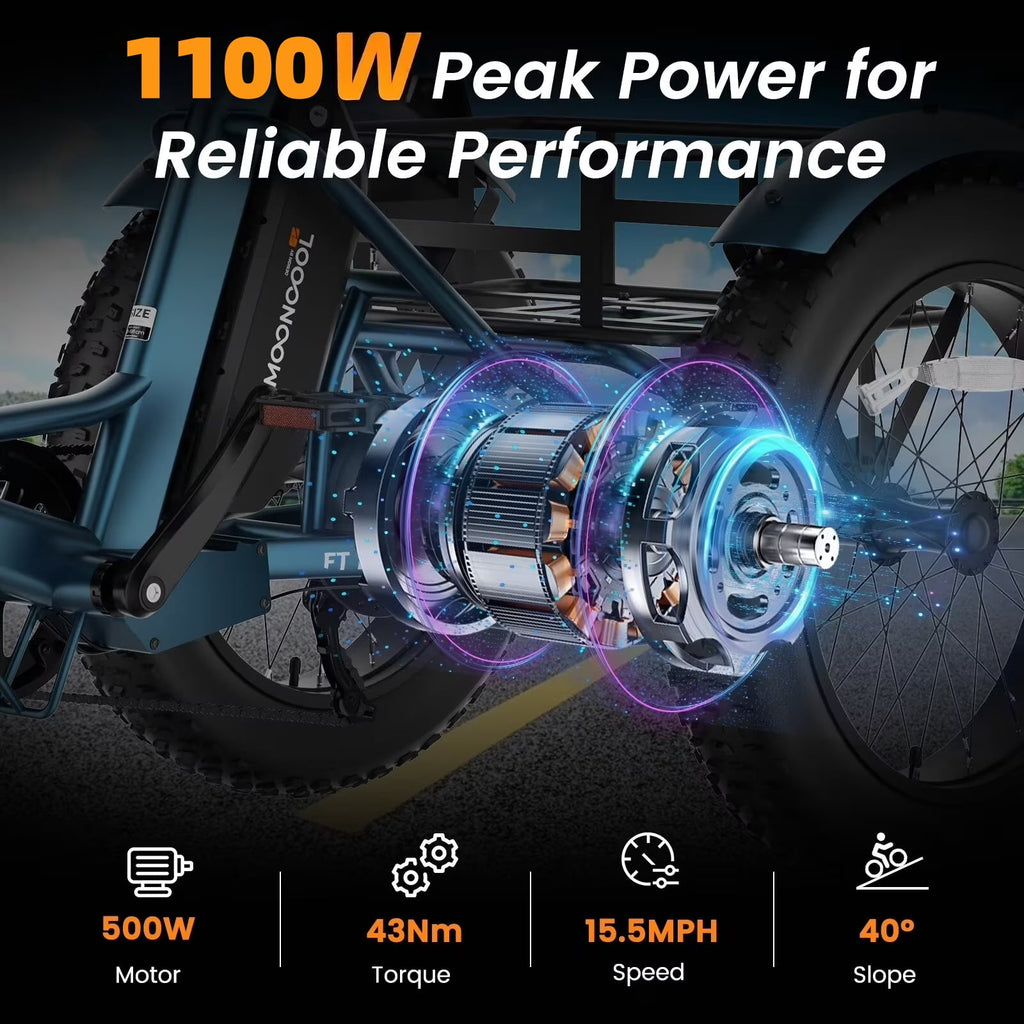 MOONCOOL Folding Electric Tricycle for Adults, 20 x 4 Fat Tire Electric Trike, 48V Peak 1092W  Electric Bicycle, 3 Wheels 7 Speed Ebike w/ 14.5Ah Removable Battery& Speed Differential Mechanism