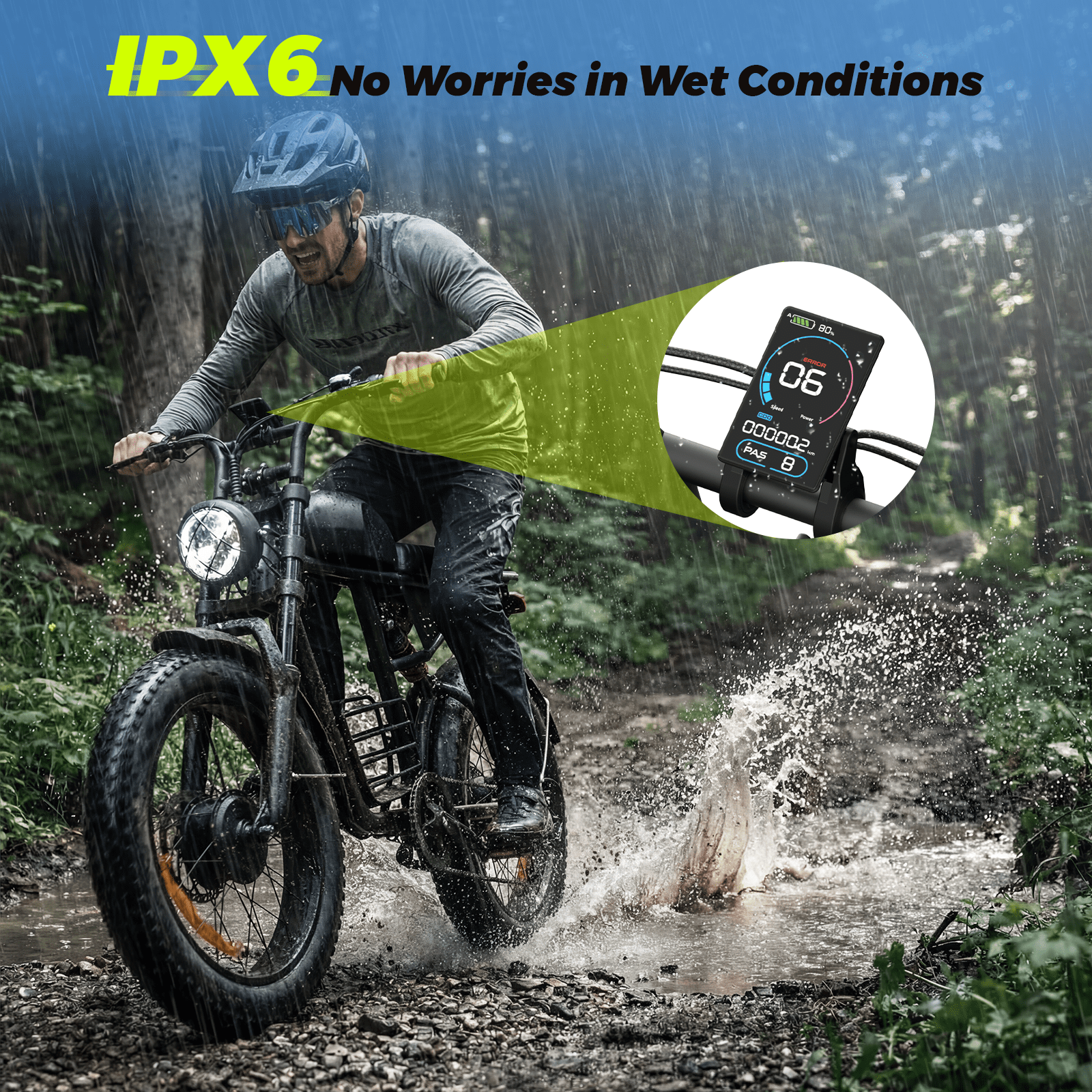 Electric Bike for Adults, 1500W Dirt Bike, 34MPH, 48V 20Ah E-Bike, 60 Miles Electric Motorcycle, 20 Fat Tire Off-Road Bike, All Terrain for Mountains, Snow, Sand, Road