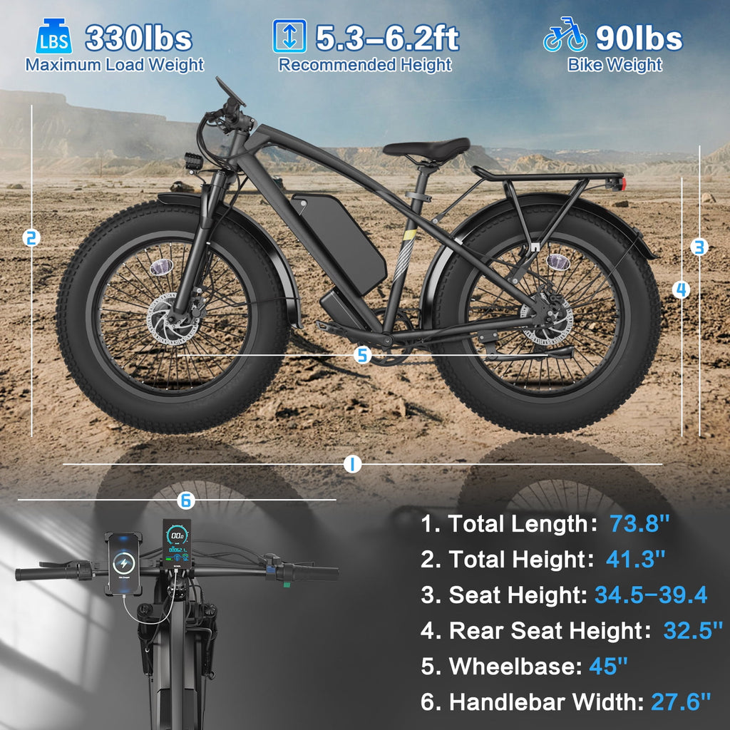 Skeri Electric Scooter, Electric Bike with Bright Front/Rear Lights, 500W (Peak 1000) Motor, 48V 15.6Ah 25MPH 60 Miles