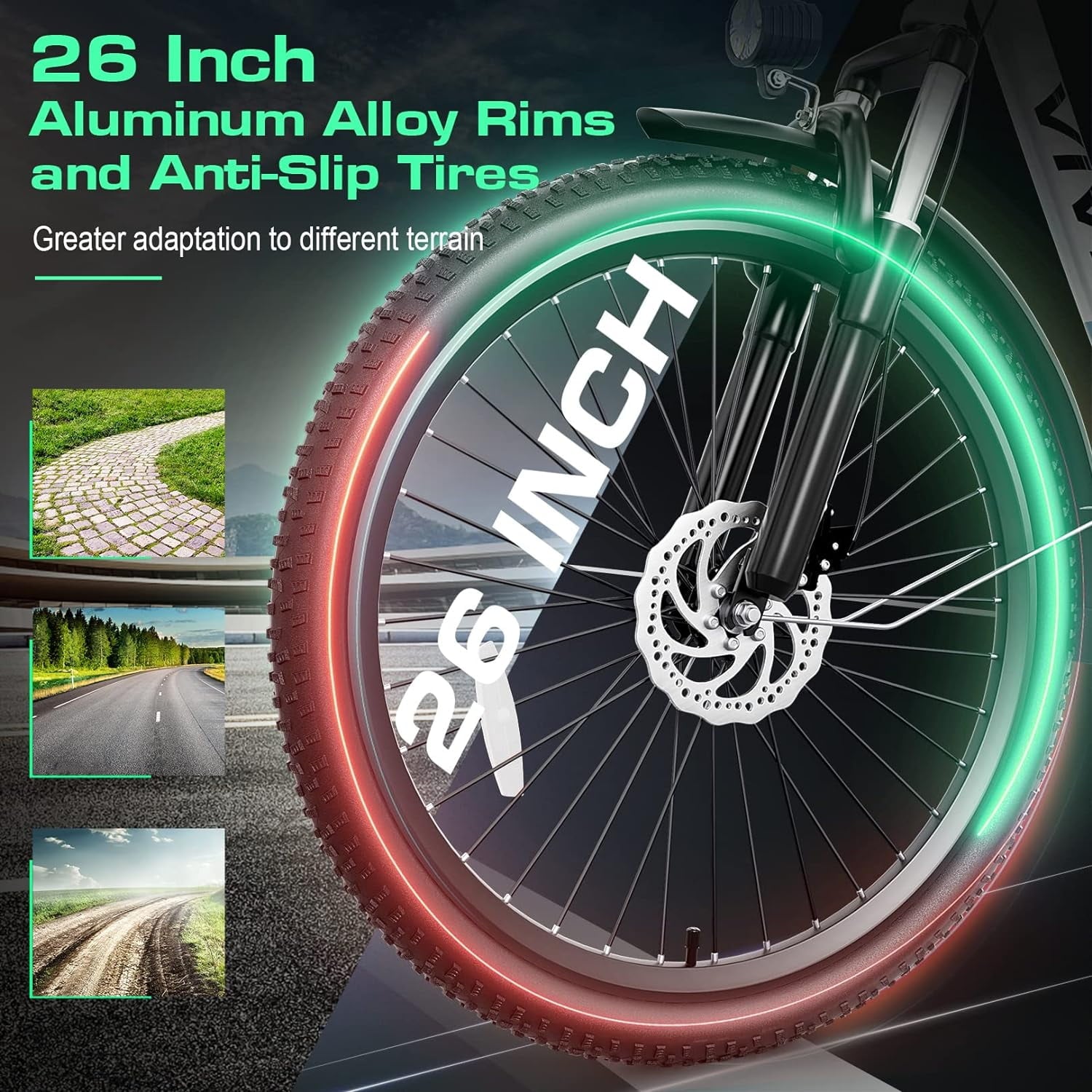 Vivi Electric Bike for Adults 26 Electric Cruiser Bike 48V 500W Step-Through Electric Bike 19.8MPH City Commuter Electric Bike with Cruise Control, UL2849 Certified