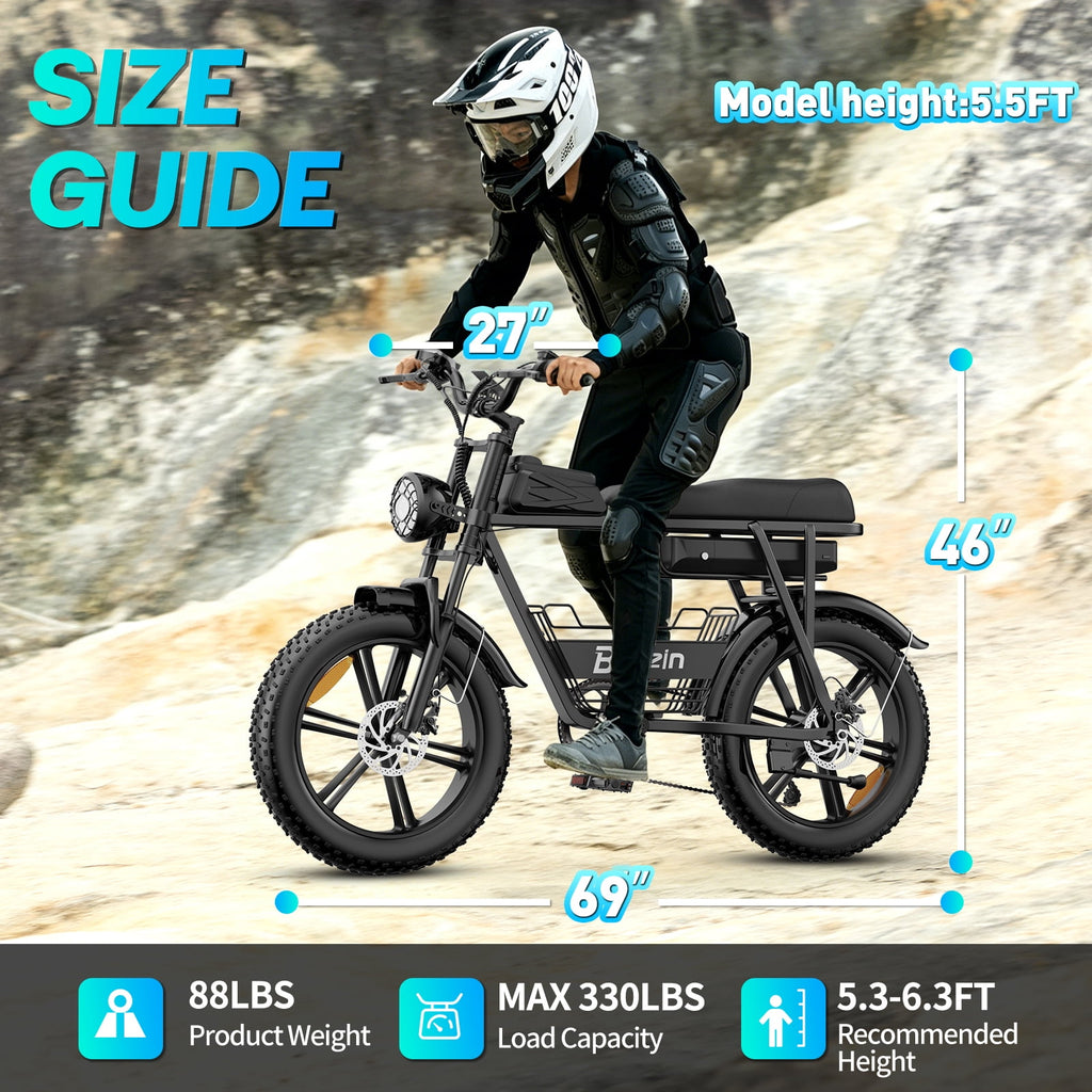 Electric Bike for Adults,1500W 35MPH,48V 20AH 30-80 Miles,20'' Fat Tire Mountain Bike with Rear Rack UL2849