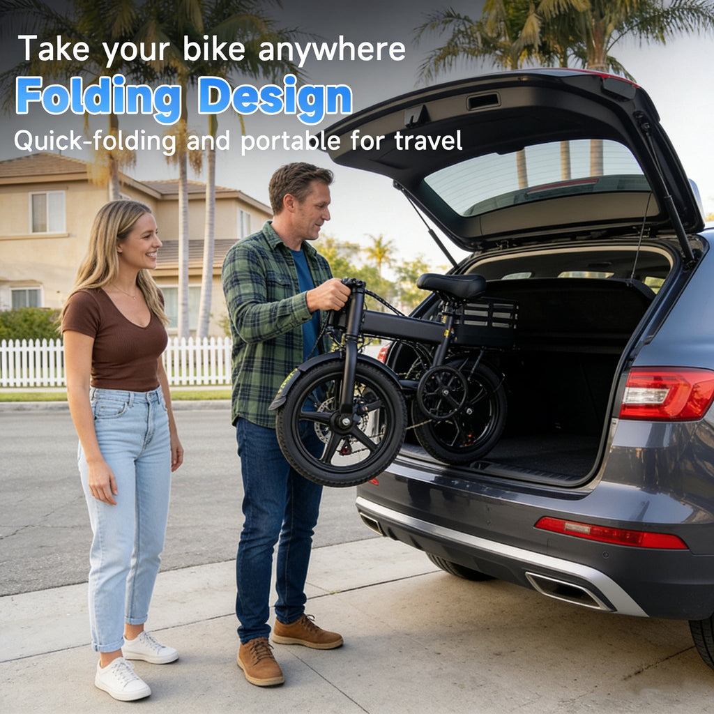 14 Folding Electric Bicycles with 500W Peak Motor,35 Miles 20MPH 432WH Integrated Battery ,Ebike for Adults with Basket,UL2849