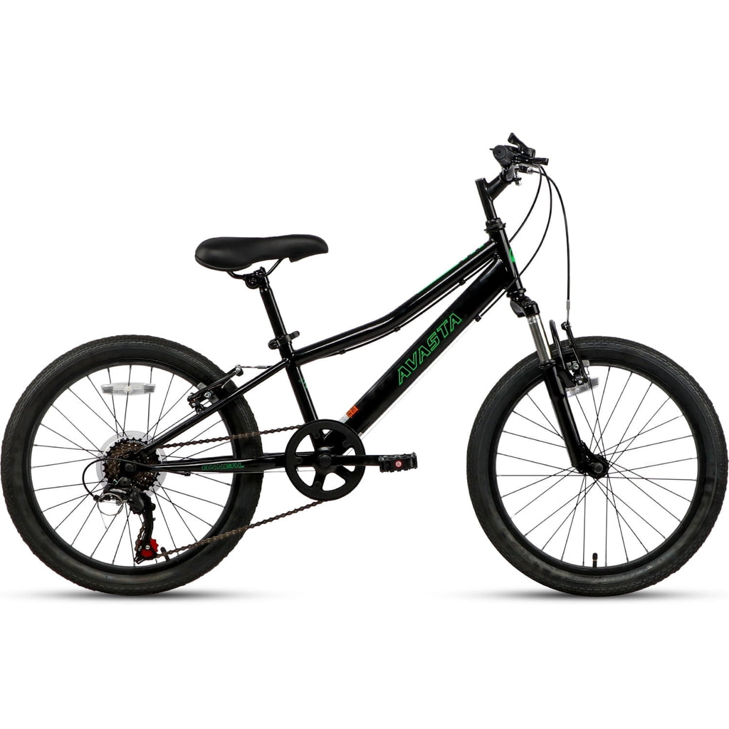 AVASTA 20'' Big Kids Mountain Bike for Age 6 7 8 9 10 11 12 Years Old Boys Girls Teen with Suspension Fork Front & Rear Dual Hand Brakes 6 Speeds Drivetrain, Green