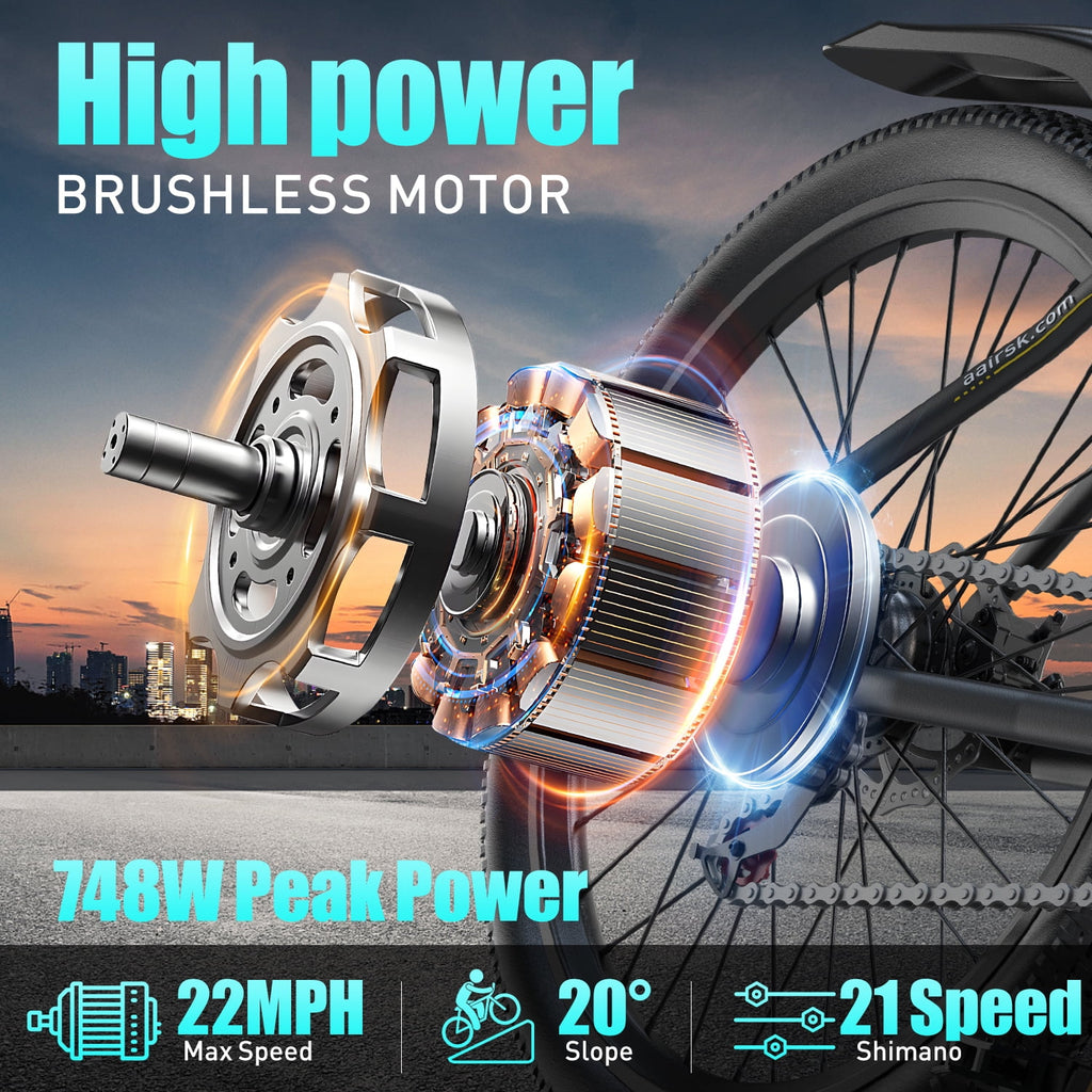 Unibike 26Electric Mountain Bike for Adults, 400W Brushless Motor Ebike, Top Speed 22MPH, 36V 13AH Lithium Battery, Gray