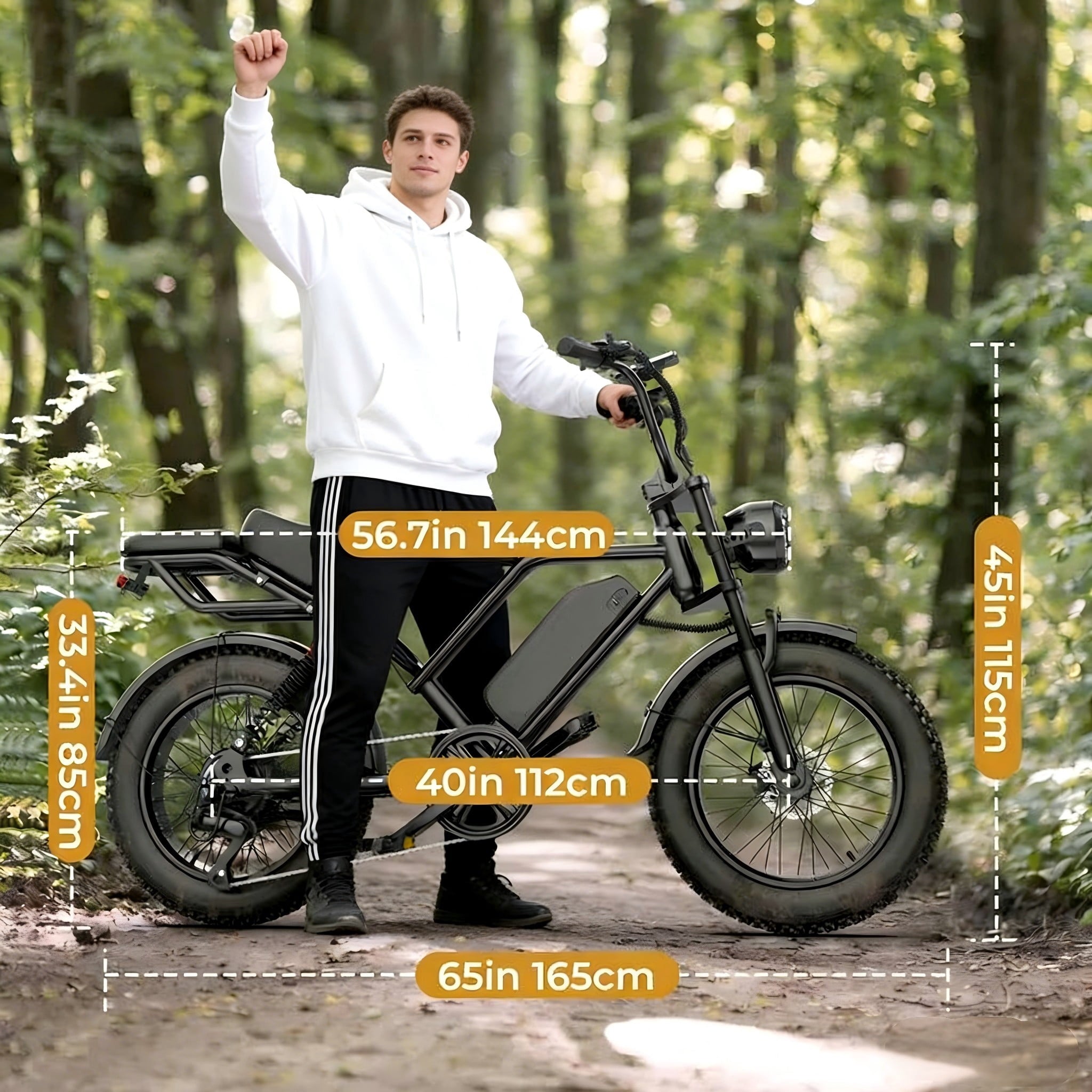 FLYPKIN FK20 750W Electric Bike for Adults, 31 MPH Full Suspension Fat Tire E-Bike with 48V 18Ah Removable Battery, 40–70 Mile Range, 2-Seater, UL 2849 Certified