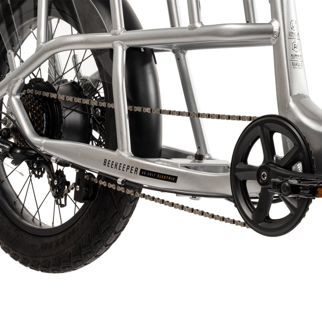 Buzz 24 Beekeeper 48V Electric Cargo Bike, Fits Riders 60+, Silver, Adult, Unisex