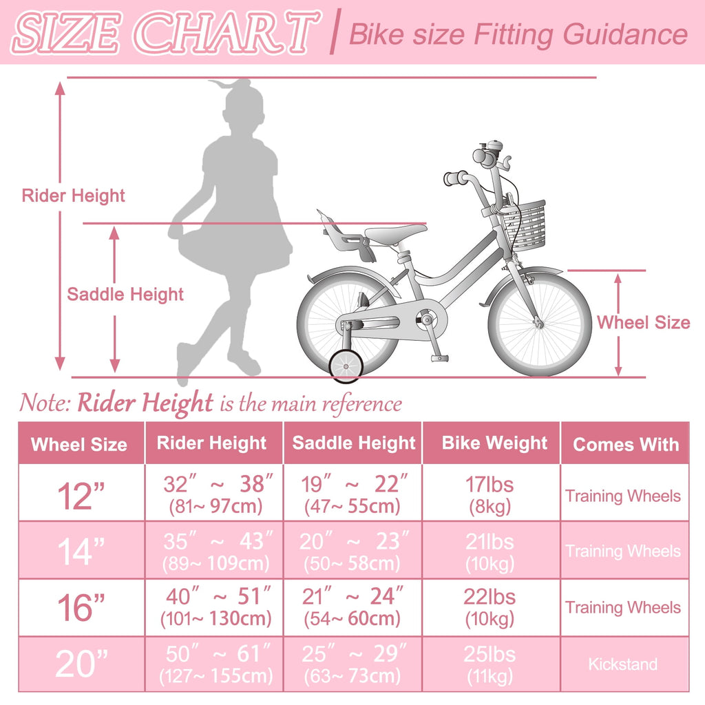 KORIMEFA Girl Bike for Toddlers and Kids Ages 3-6 Years Old, 12 inch Kids Bike with Training Wheels & Basket, 12 in Girl Bicycle with Handbrake & Kickstand
