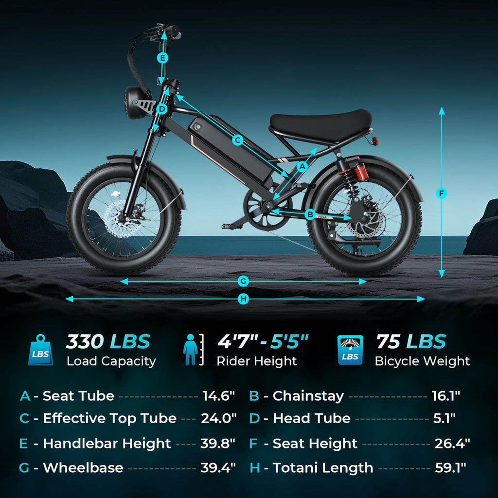 Jasion YR16 Electric Bike for Adults, 500W Motor 48V 12.5AH Removable Battery E-Mountain Bike, 16 Fat Tire Off-Road Electric Dirt Bike, 55 Miles Ebike for Teens, UL2849