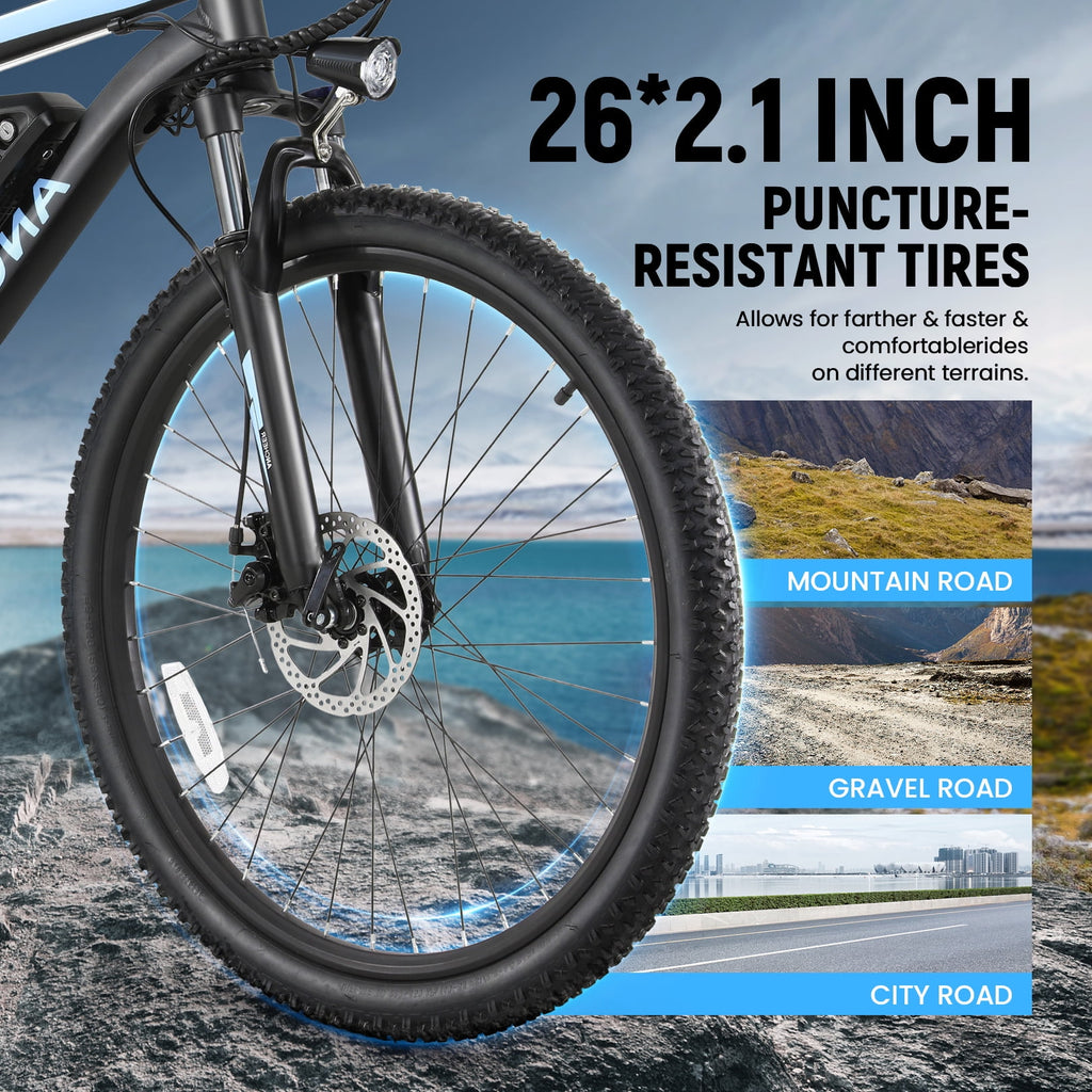 ANCHEER Electric Bike ,26 Electric Bike for Adults Electric Bicycles, 500W Electric Mountain Bike, 48V Commuter Ebike 48V Battery Ebike UL 2849, Lockable Suspension Fork, Shimano 21 Speed