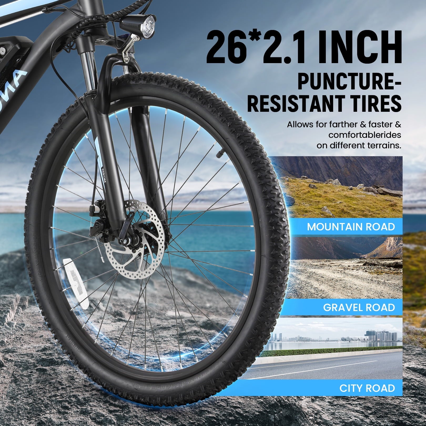 ANCHEER Electric Bike ,26 Electric Bike for Adults Electric Bicycles, 500W Electric Mountain Bike, 48V Commuter Ebike 48V Battery Ebike UL 2849, Lockable Suspension Fork, Shimano 21 Speed