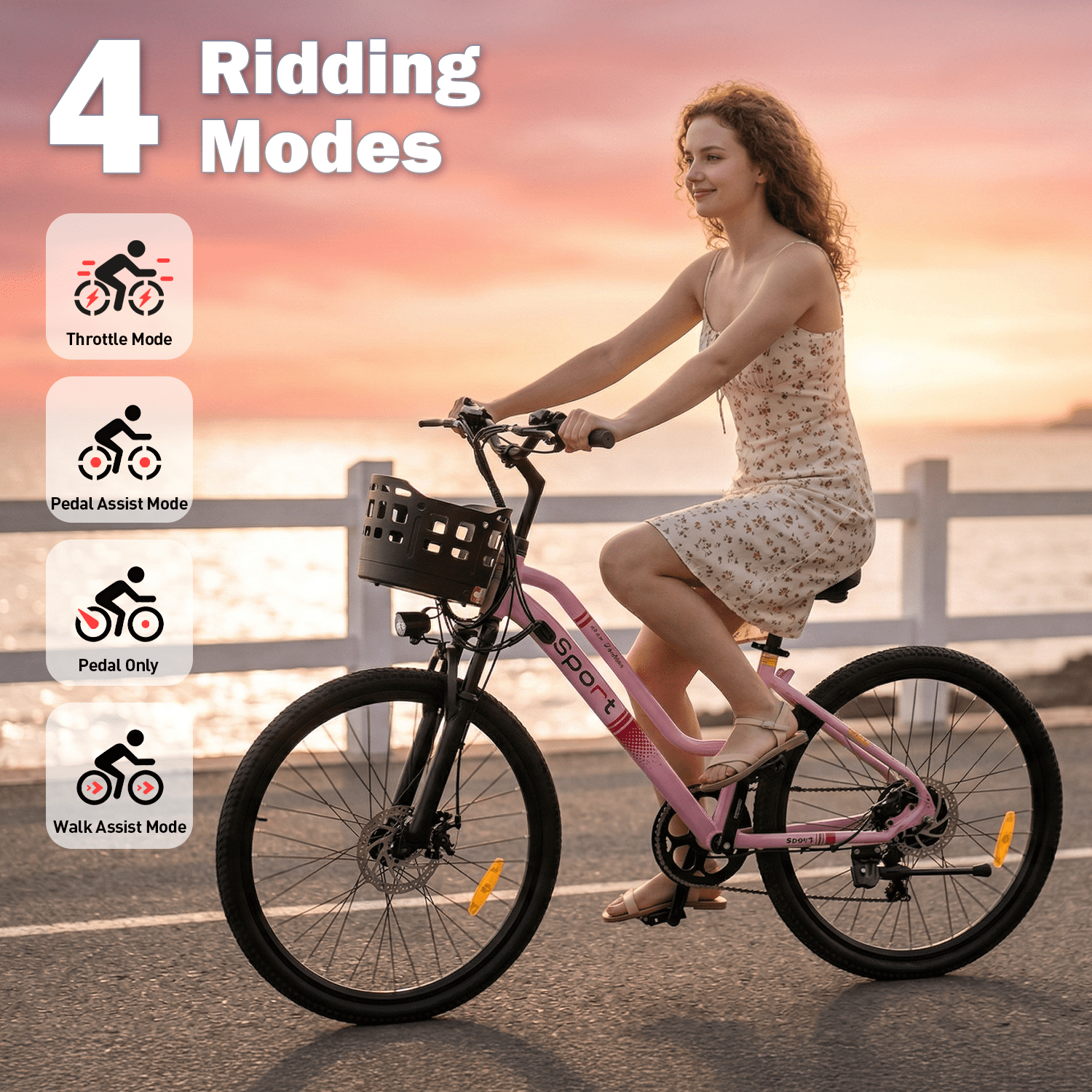 BroPath Electric Bike for Adults,26”Electric Mountain Bike 576Wh Internal Battery & LCD Display, with 7-Speed, 25MPH,Ebike,Full Suspension, 800W (Peak) Motor Commuter Electric Bicycle,UL2849