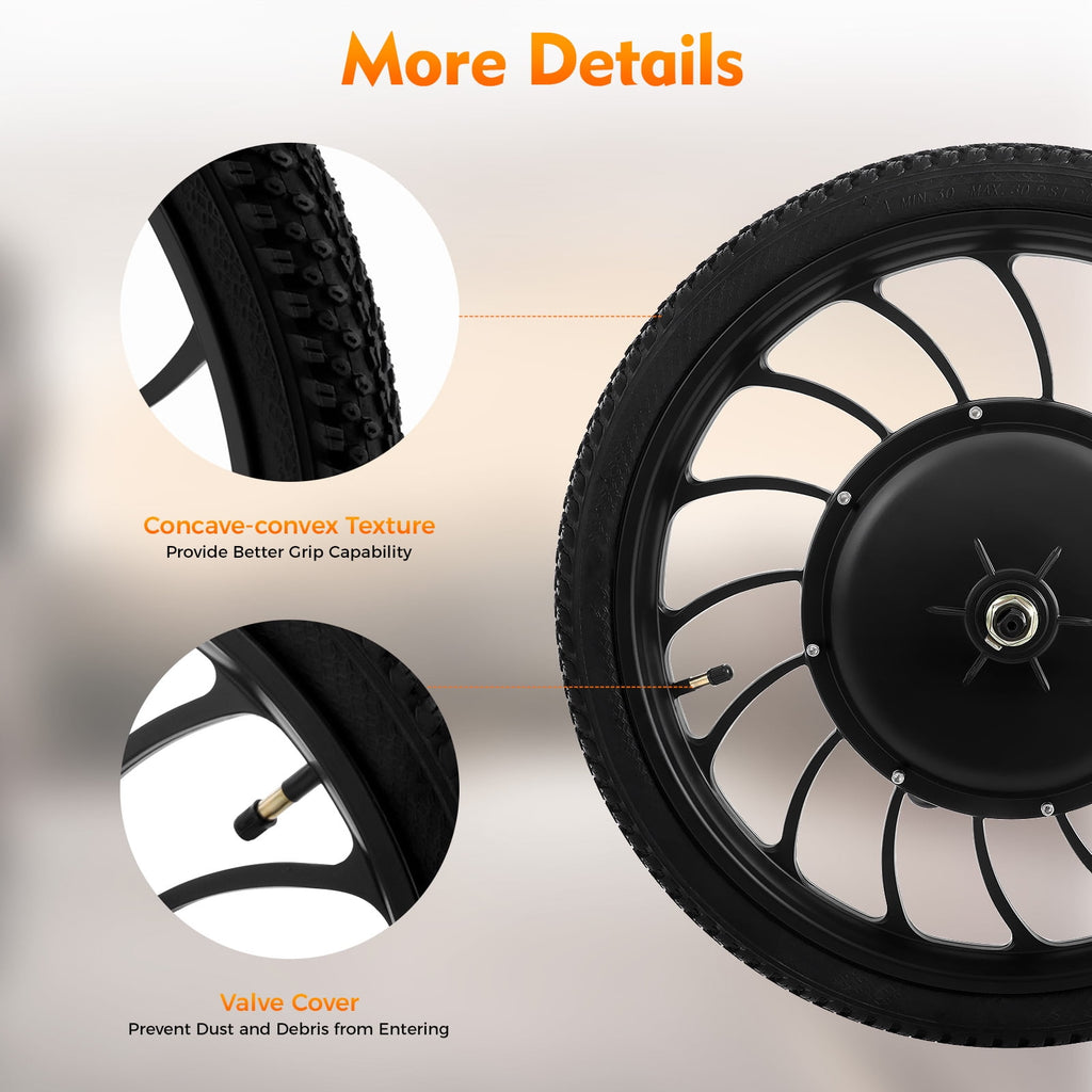 1000W Electric Bicycle Motor Wheel – High-Speed E-Bike Hub with 7-Speed Freewheel, 88.7% Efficiency, IP54 Waterproof, and 35N.m Torque