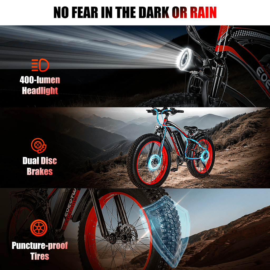 EOEOTWO 1500W Electric Mountain Bike for Adults,48V 15Ah Removable Battery 60Miles Longe Range, 34MPH Fast Cruiser Ebike, 26'' Fat Tire All-Terrain E-Bicycle with LED Display UL2849