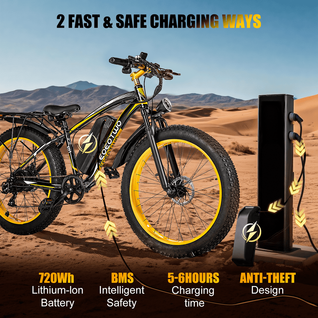 EOEOTWO 1500W Electric Mountain Bike for Adults,48V 15Ah Removable Battery 60Miles Longe Range, 34MPH Fast Cruiser Ebike, 26'' Fat Tire All-Terrain E-Bicycle with LED Display UL2849