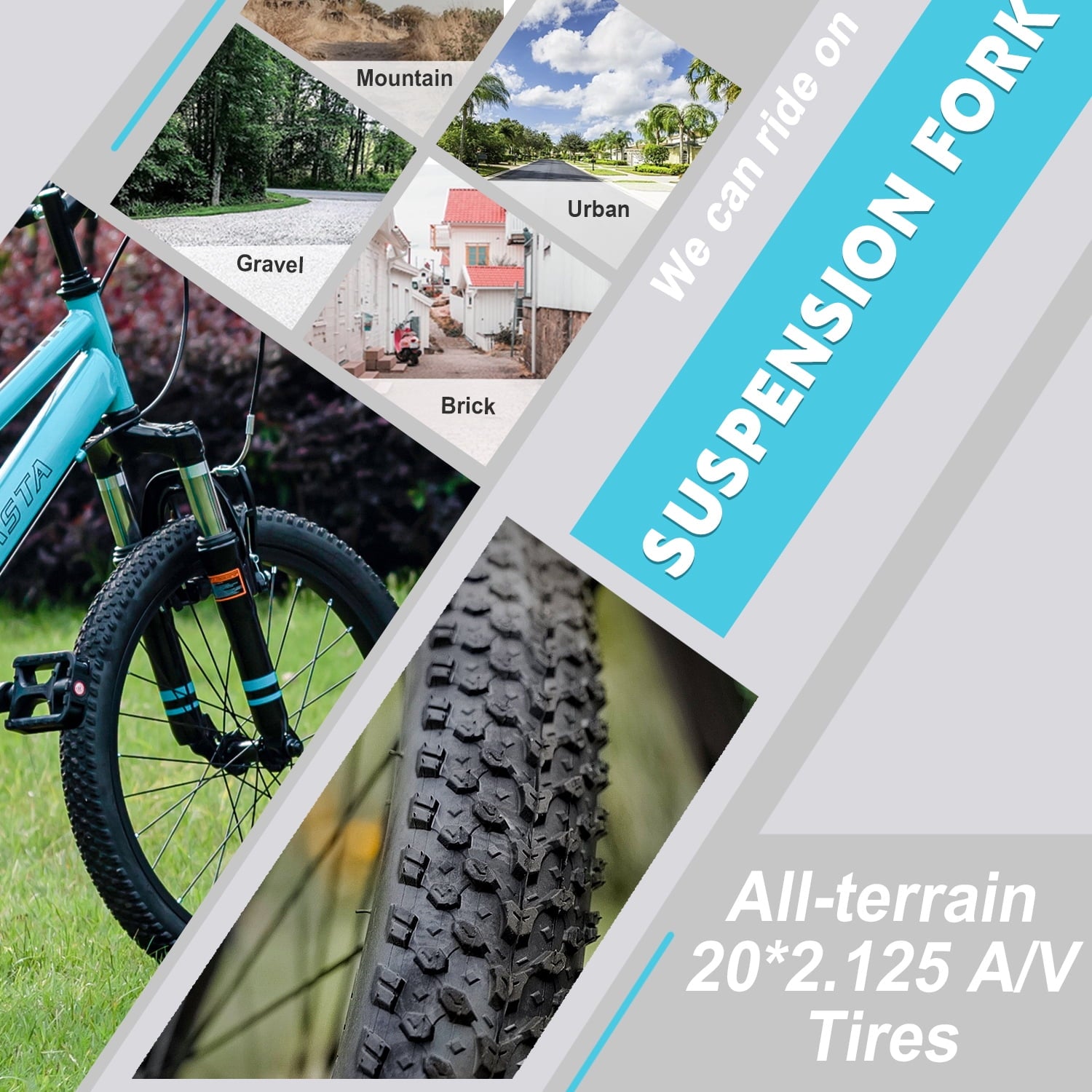 AVASTA 20'' Big Kids Mountain Bike for Age 6 7 8 9 10 11 12 Years Old Boys Girls Teen with Suspension Fork Front & Rear Dual Hand Brakes 6 Speeds Drivetrain, Green