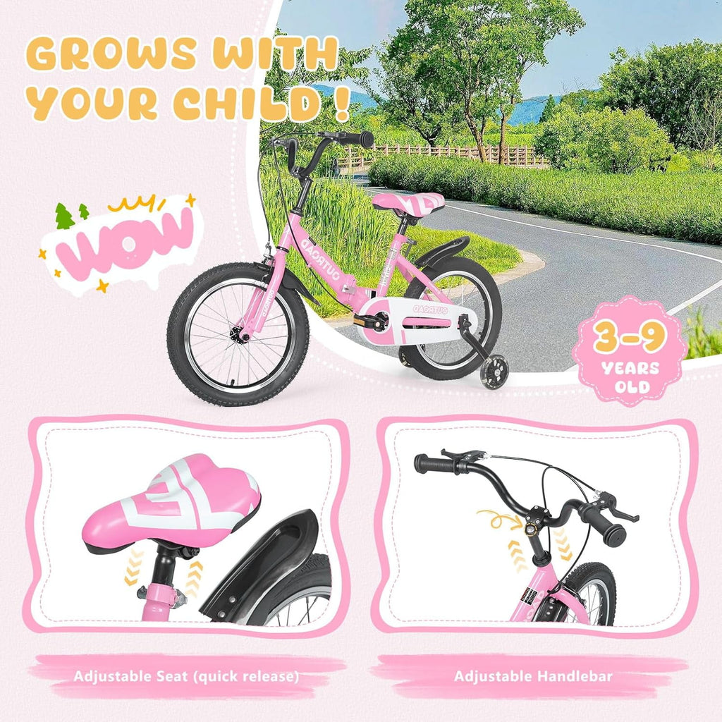 Marknig 14 16 18 Folding Kids Bike with Removable Training Wheels, Children's Bicycle for Boys & Girls Ages 3-9 Years, Easy-Storage Toddler Bike