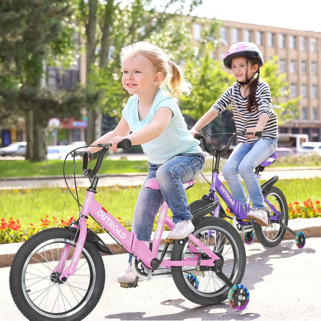 Marknig 14 16 18 Folding Kids Bike with Removable Training Wheels, Children's Bicycle for Boys & Girls Ages 3-9 Years, Easy-Storage Toddler Bike