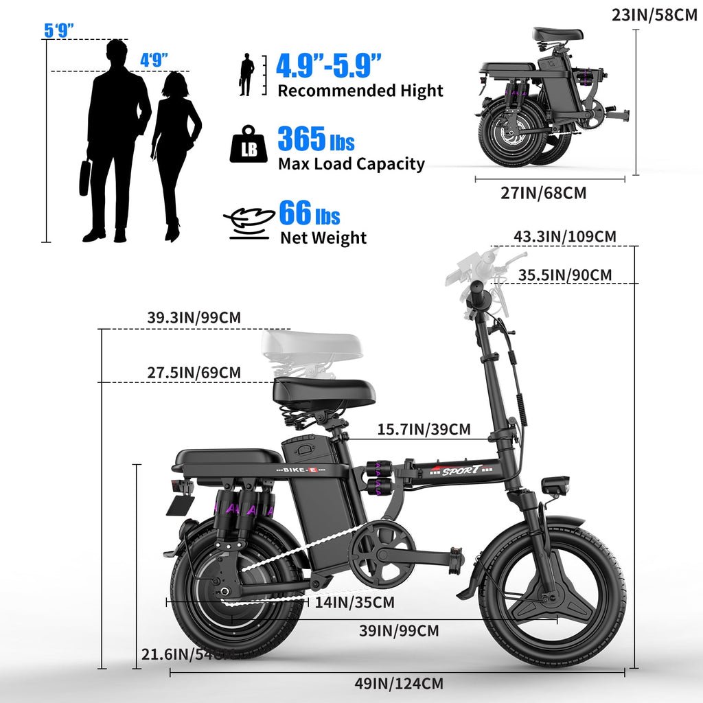 ASKGO F9 Adult Folding Electric Bike, 1200W 25 MPH 25 Miles, 48V 13Ah Removable Battery, Meets Daily Commuting,Going Out and Playing,Give the best gift,Folding Ebike for Adult with Two Seats，UL2849