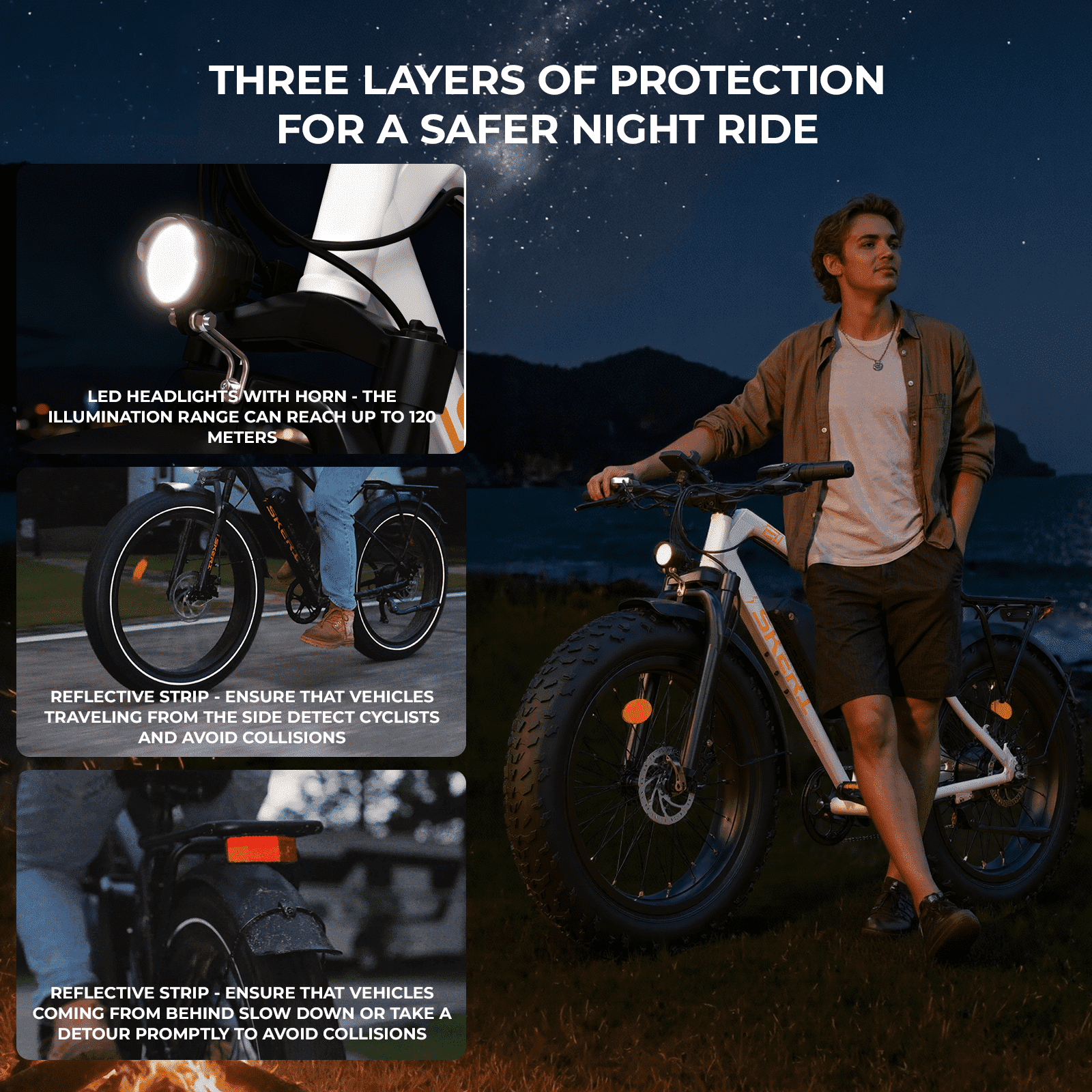 Skeri Electric Bike, 26x4.0 Fat Tire E Bike, 500W (Peak 1000) Motor, 48V 15.6Ah Removable Electric Bike for Adults, 60 Miles & 25 mph, Electric Bicycle with 7 Speed and Front Suspension