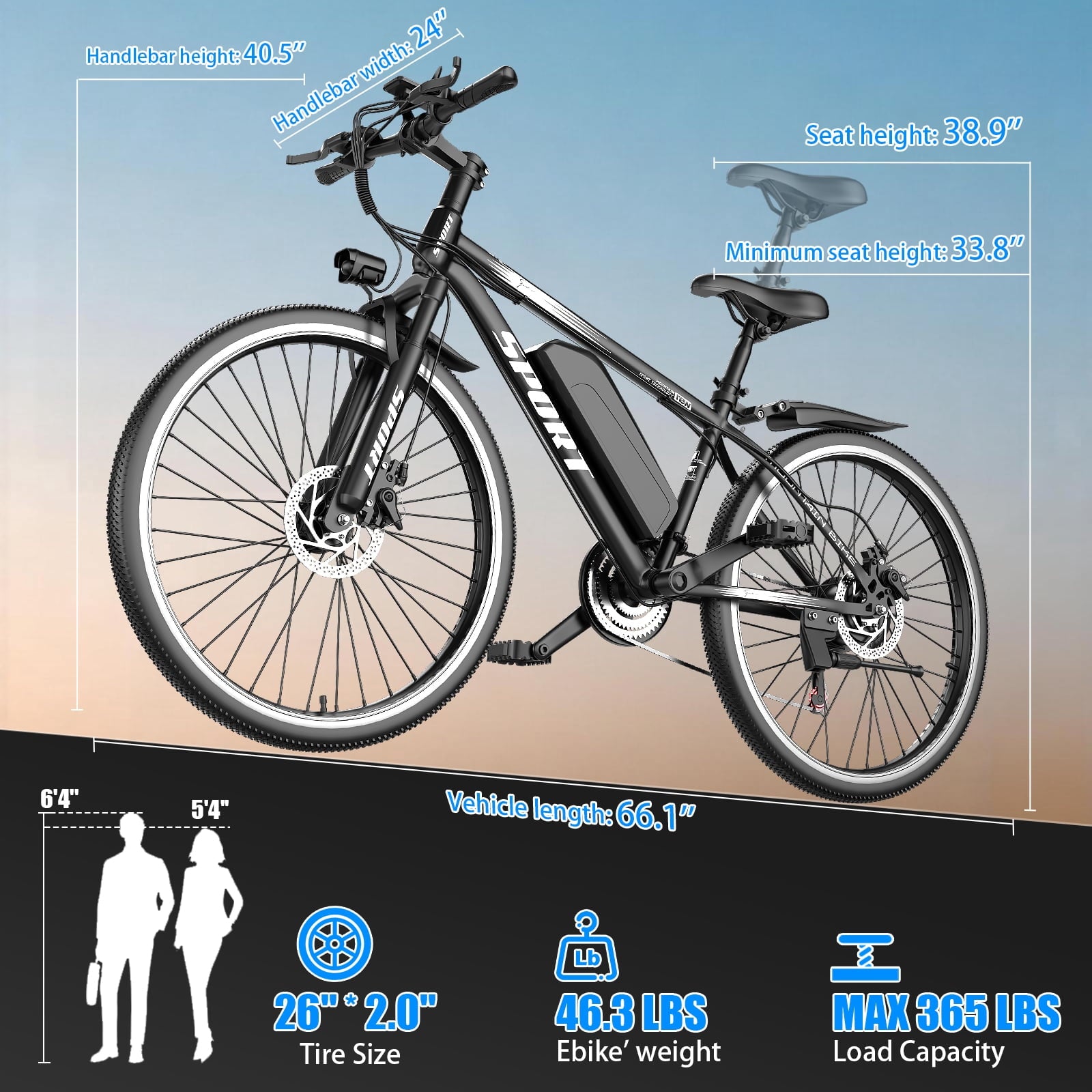 1200W Adult Electric Mountain Bike, 48V 10A Removable Battery-65 Miles, 26 Professional Shock Absorbing Tires,30MPH Off-Road Motorcycle,7 Speed Ebike,UL2849