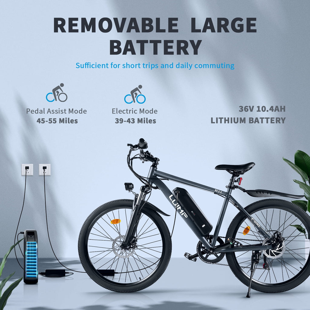 Luimp 26 Electric Bike for Adults, 500W Ebike with 36V 10.4Ah Battery, 20MPH Electric Bicycles, E-Bike for Adults, E Bike UL2849