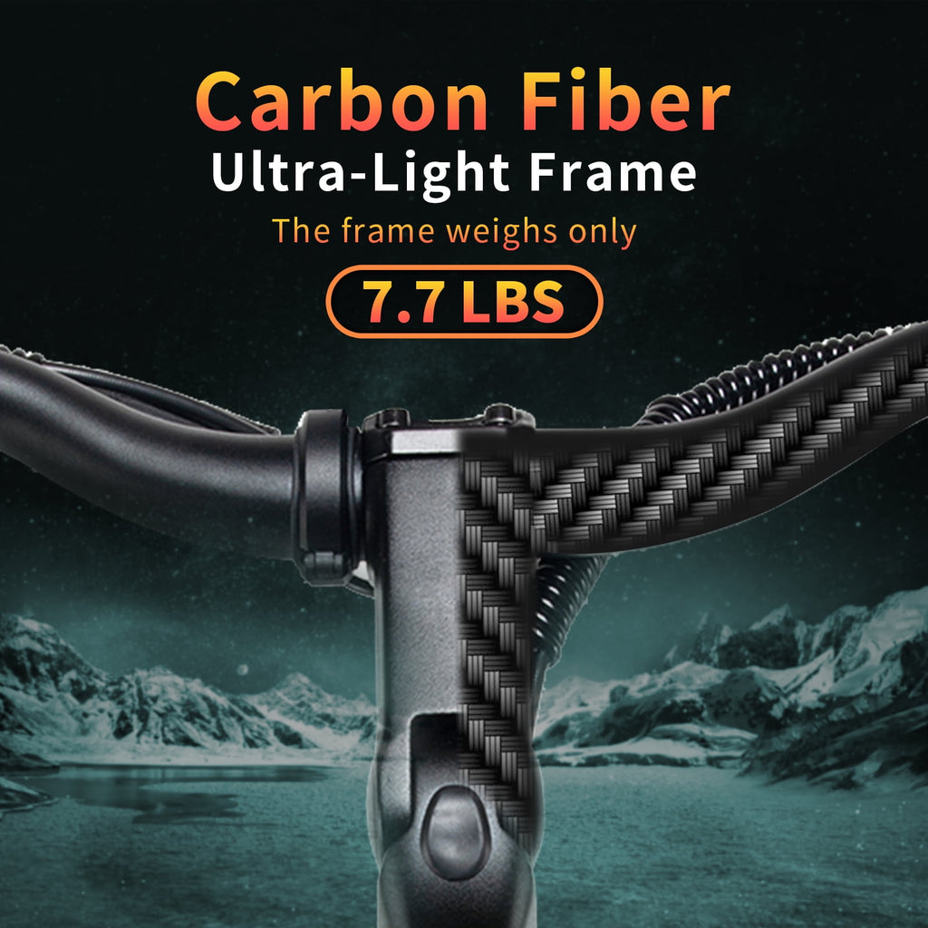 26 Carbon Fiber Electric Bike for Adults, 750W Motor 24MPH Lightweight Commuter E-Bike, 48V Dual Battery 128 Miles Long Range, 13+ Adult Electric Bicycle - Gray