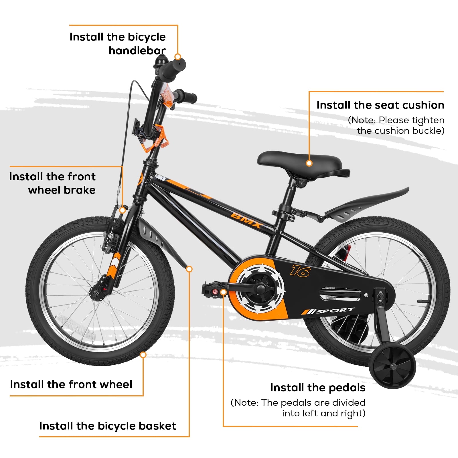 Anlibatt Kids Bike Boy Bicycle 16 inch for Children Age 4-6 Years Old Height 38-48 in Toddler Cycling Dual Hand Brakes Blue Sport Bikes