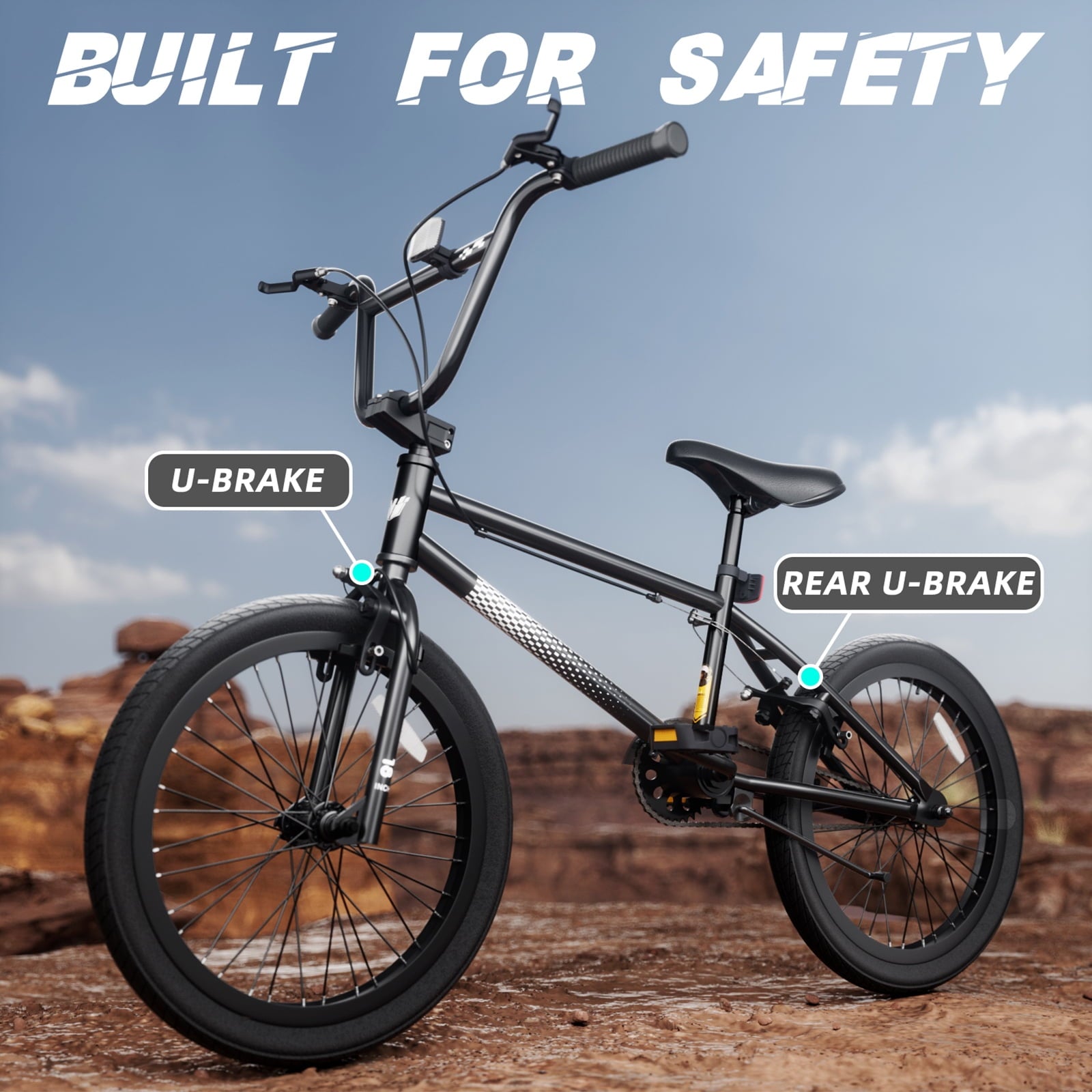 Korimefa Freestyle BMX Bikes, 18 inch Kids Bicycles for 7-12 Years Old Boys Child Tween Teen, with Aluminum Alloy U-Brake, Rear R-Brake, Hand Brake Levers & Front Rear Pedals, White