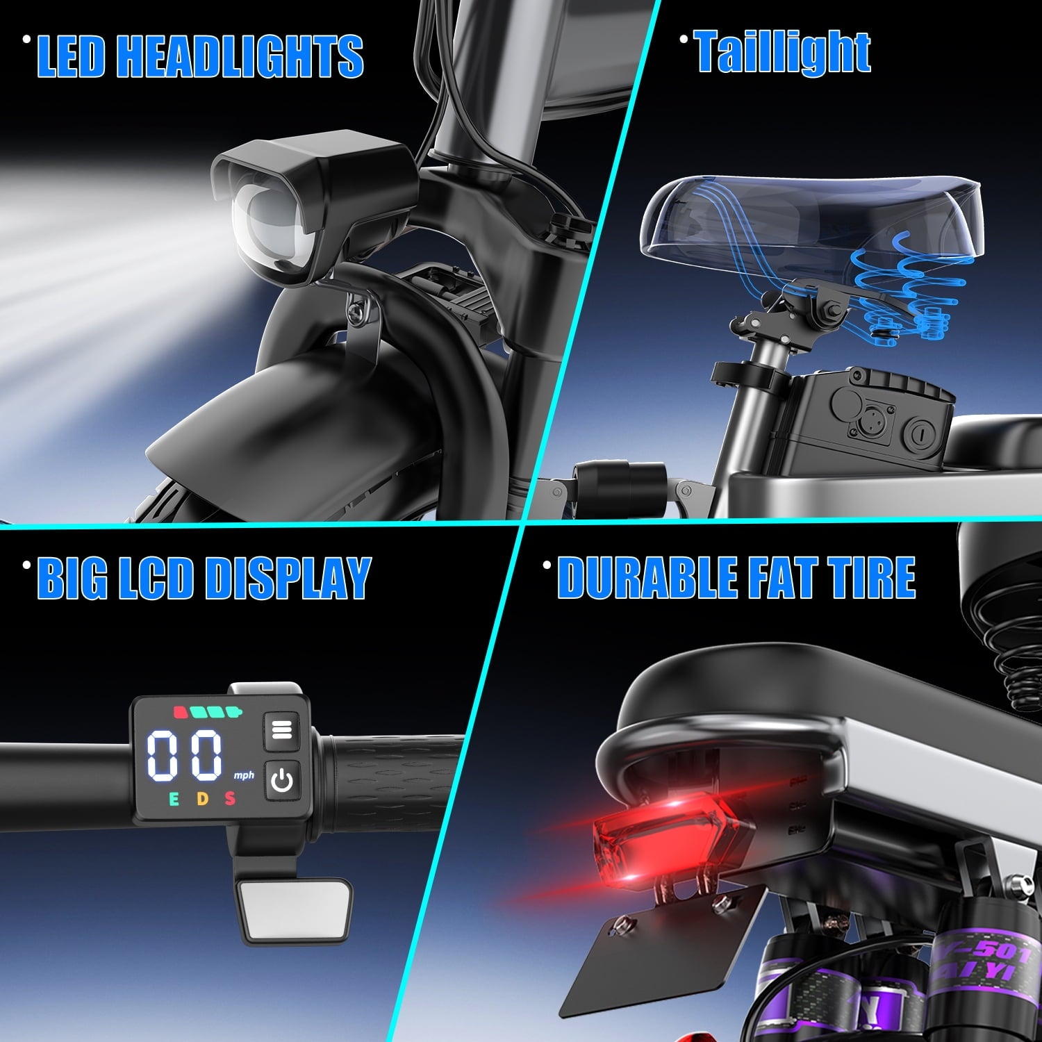 ASKGO F9 Adult Folding Electric Bike, 1200W 25 MPH 25 Miles, 48V 13Ah Removable Battery, Meets Daily Commuting,Going Out and Playing,Give the best gift,Folding Ebike for Adult with Two Seats，UL2849