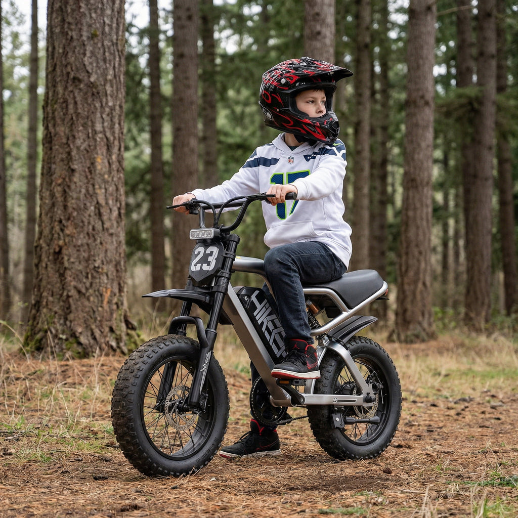 Electric Bike for Teenagers, Ages 7+ with 750W Brushless Motor, 16 Fat Tire, 19.8 MPH Electric Mountain Bicycle with Removable Battery, UL2849