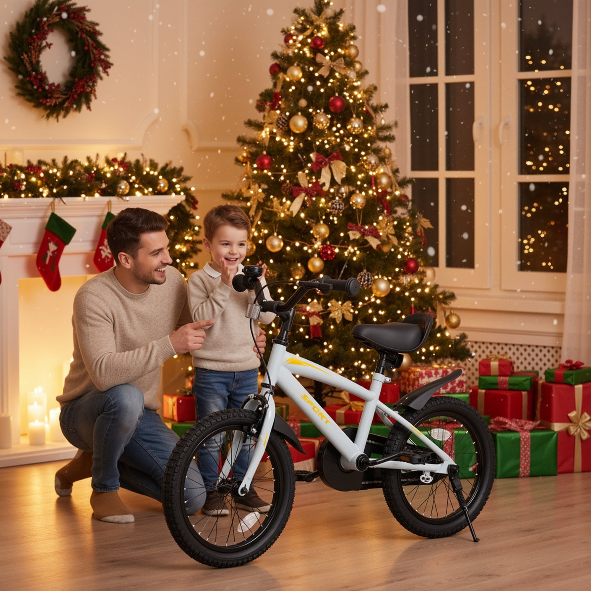 Naipo 16 Inch Kid Bikes for Boys and Girls Kid Bicycles with Kickstand and Training Wheels Boys Bike Gray-Orange