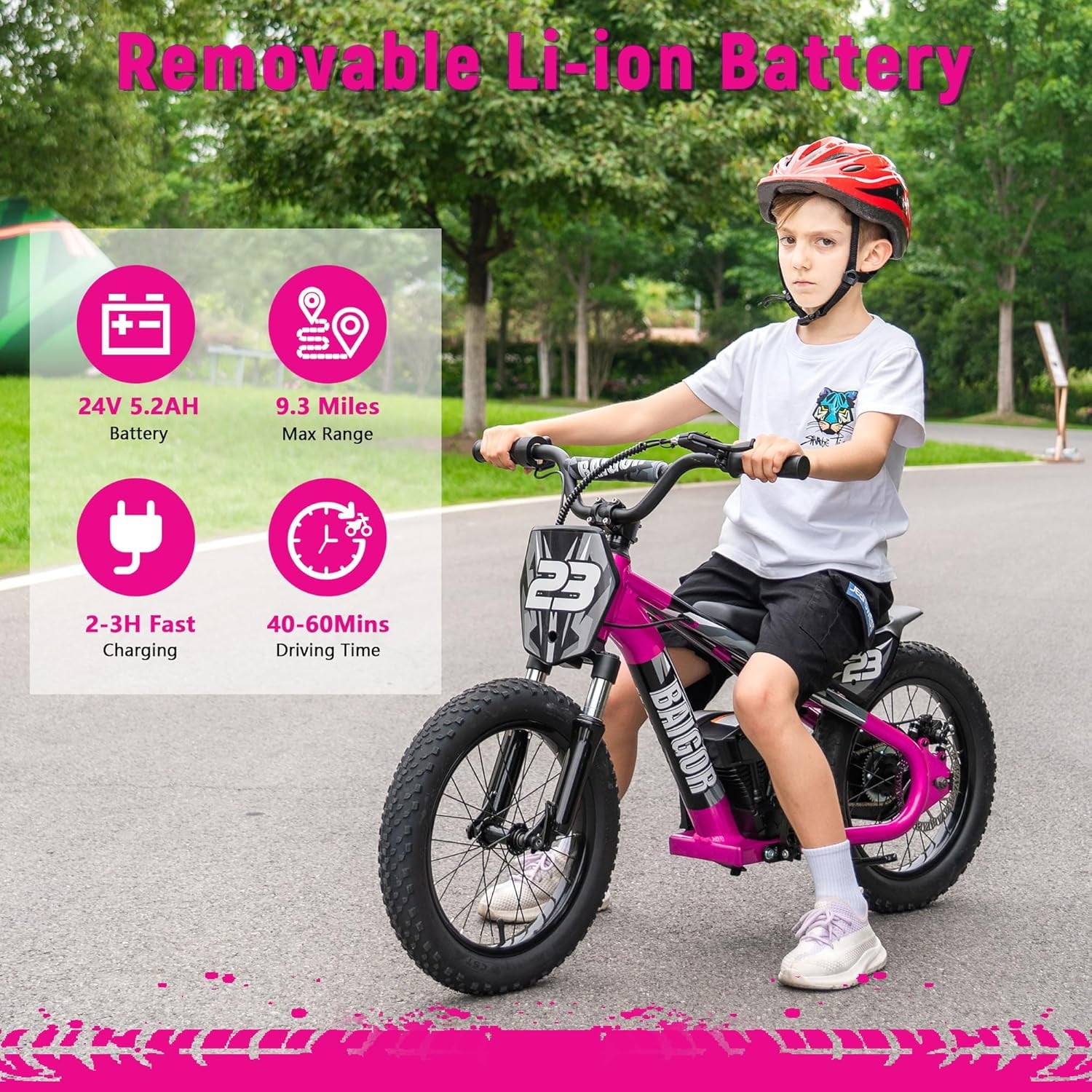 NEORIVER Electric Dirt Bike for Kids Ages 6-12, 250W Electric Motorcycle Up to 15.5MPH, 24V Detachable Battery, 16'' Inflatable Tire Electric Balance Bike with Kickstand