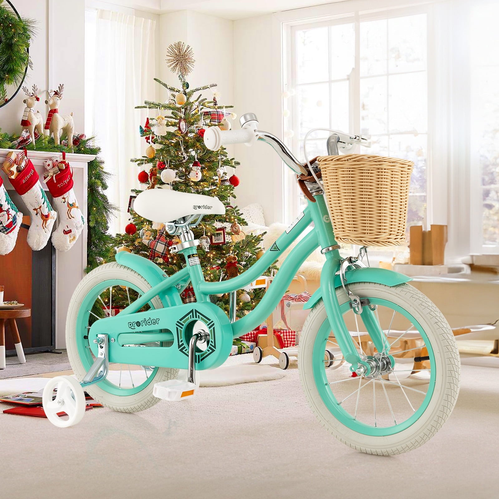 Costway 16 Kid’s Bike with Training Wheels Adjustable Handlebar Seat Handbrake Pink